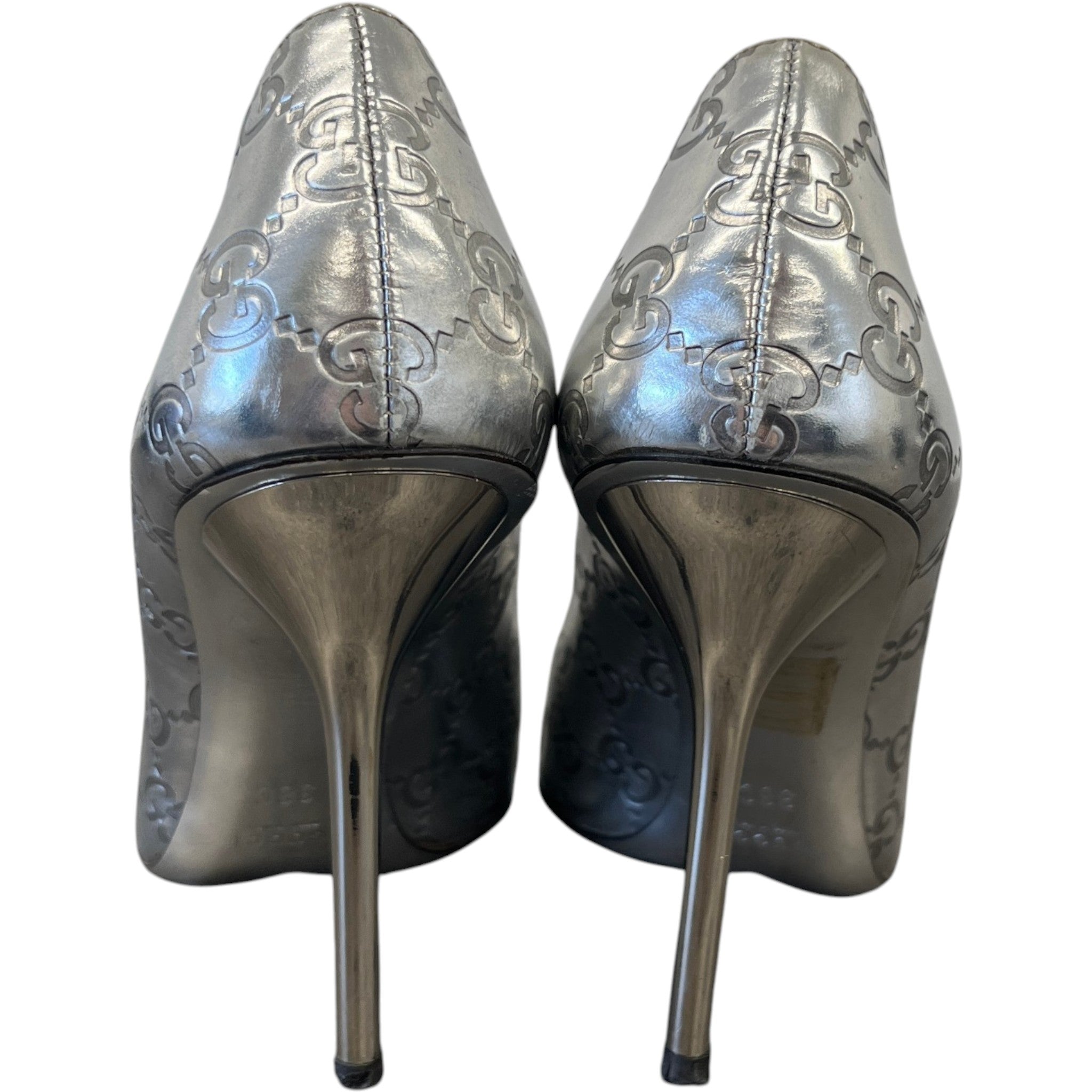 Women's Gg Supreme Horsebit Heels Silver Size EU 38 / UK 5