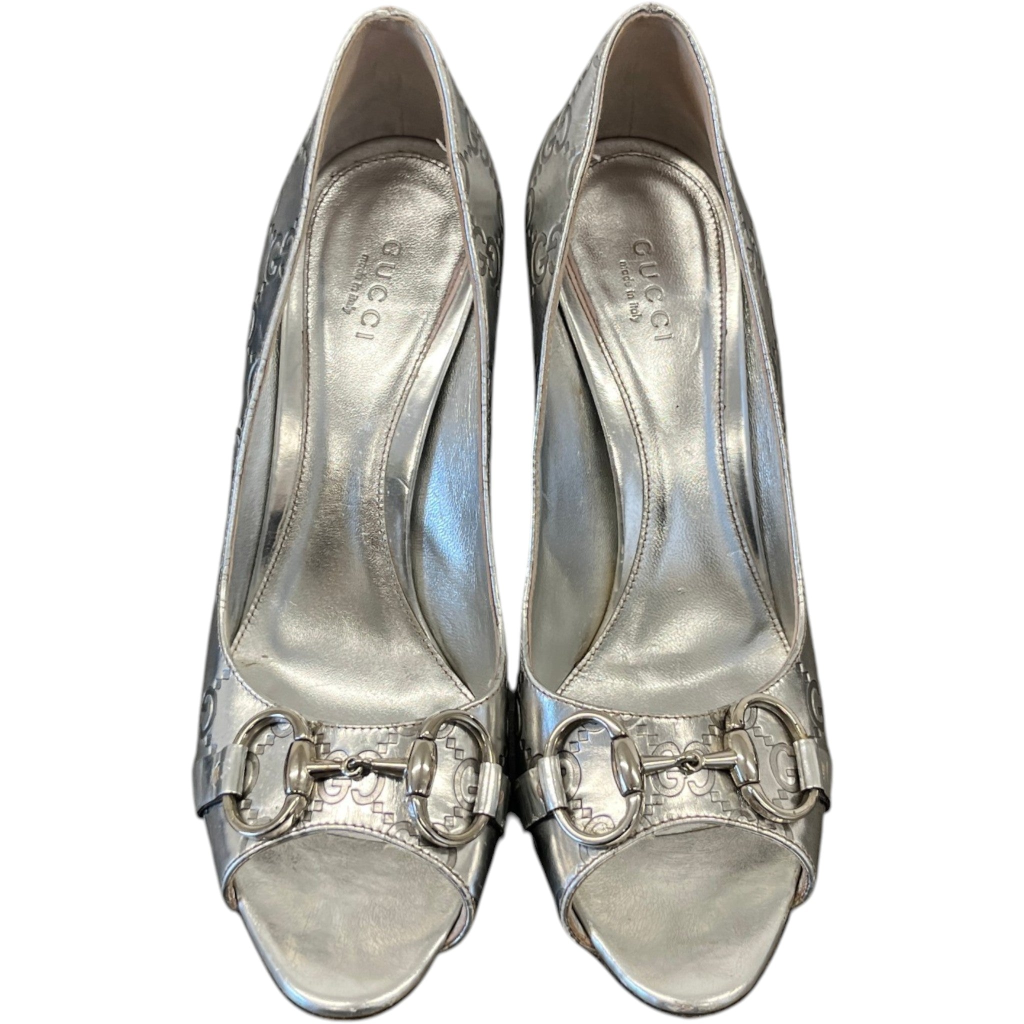 Women's Gg Supreme Horsebit Heels Silver Size EU 38 / UK 5