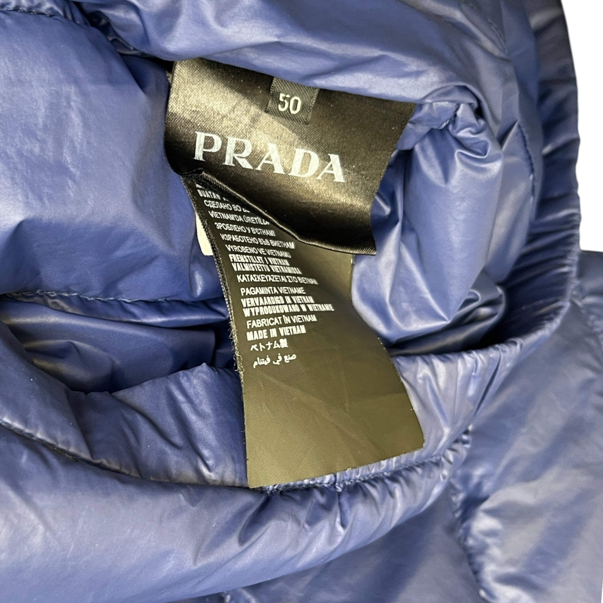 Men's Plaque Logo Down Jacket Navy Size IT 50 / L