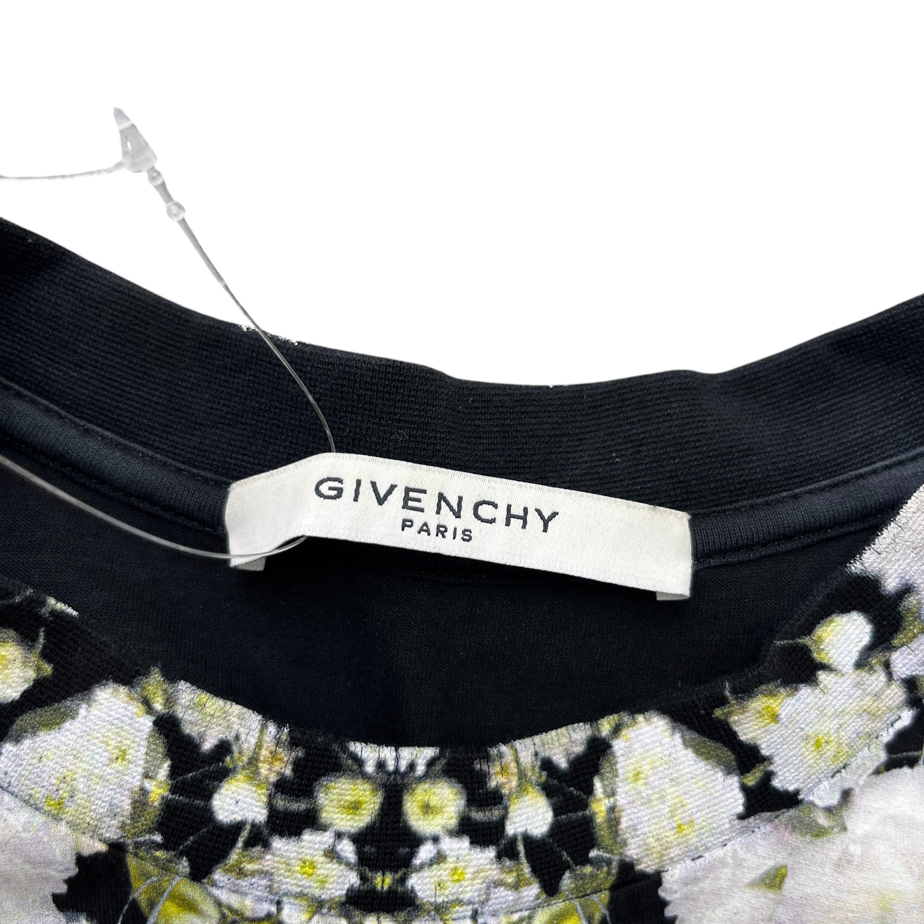 Men's Floral Print T-Shirt Black Size S