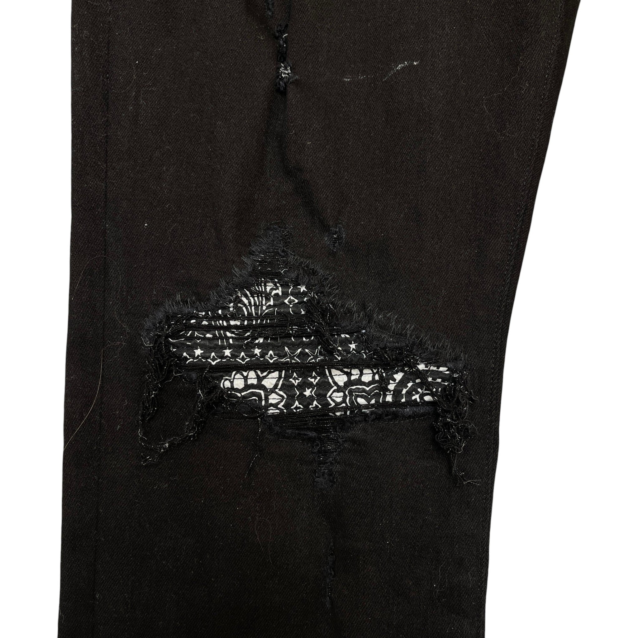 Men's Mx1 Distressed Bandana Jeans Black Size Waist 38"