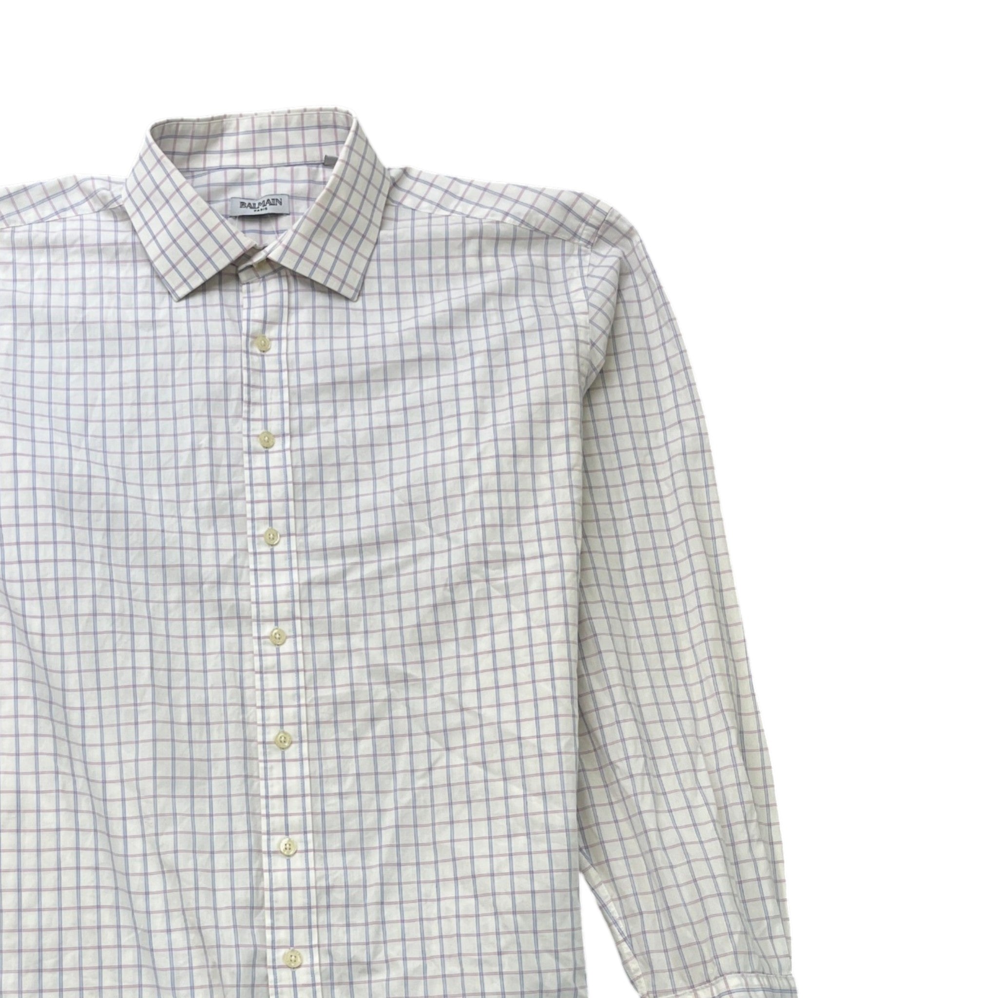 Men's Gingham Long Sleeve Shirt White Size XL
