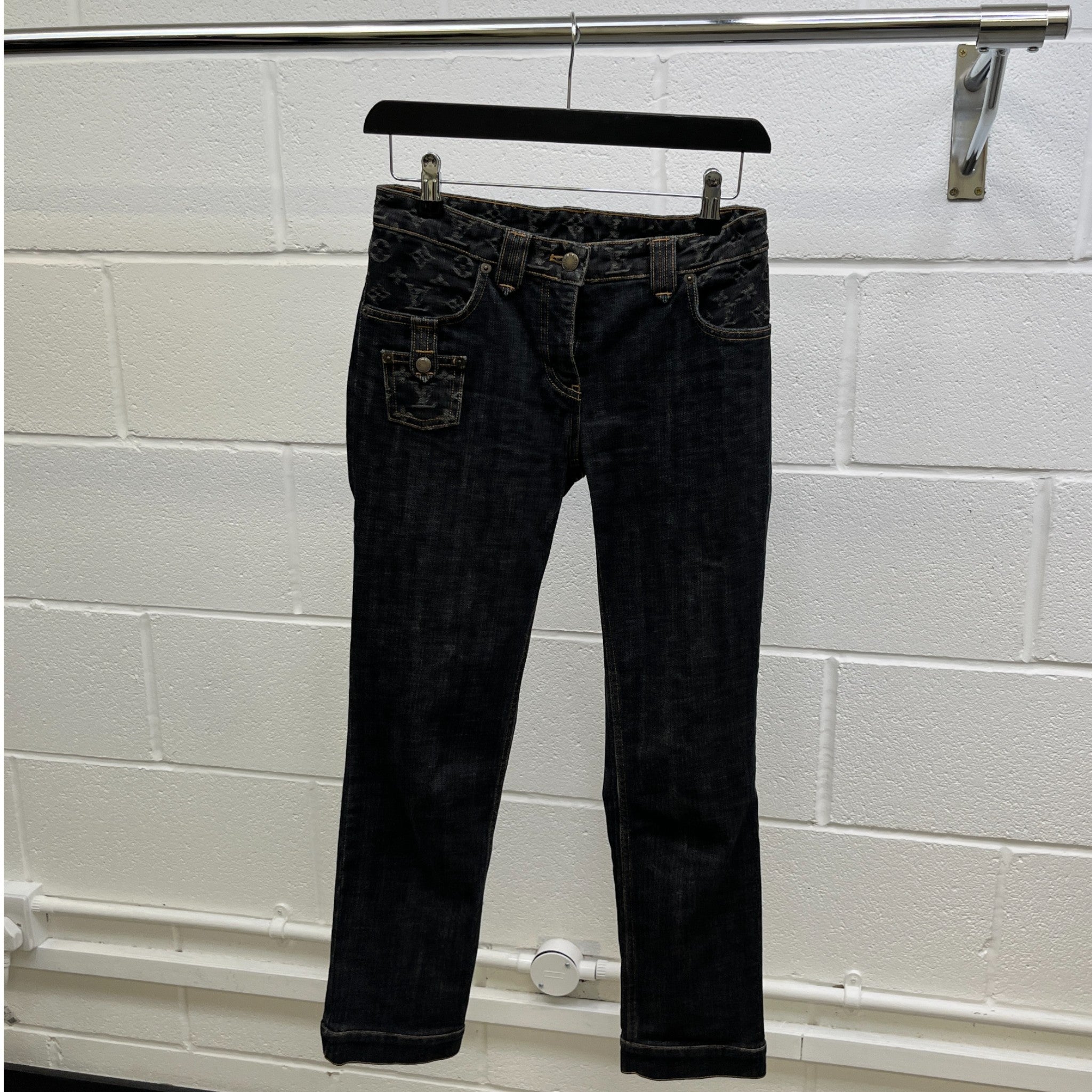 Women's Limited Vintage Monogram Jeans Navy Size Waist 34"