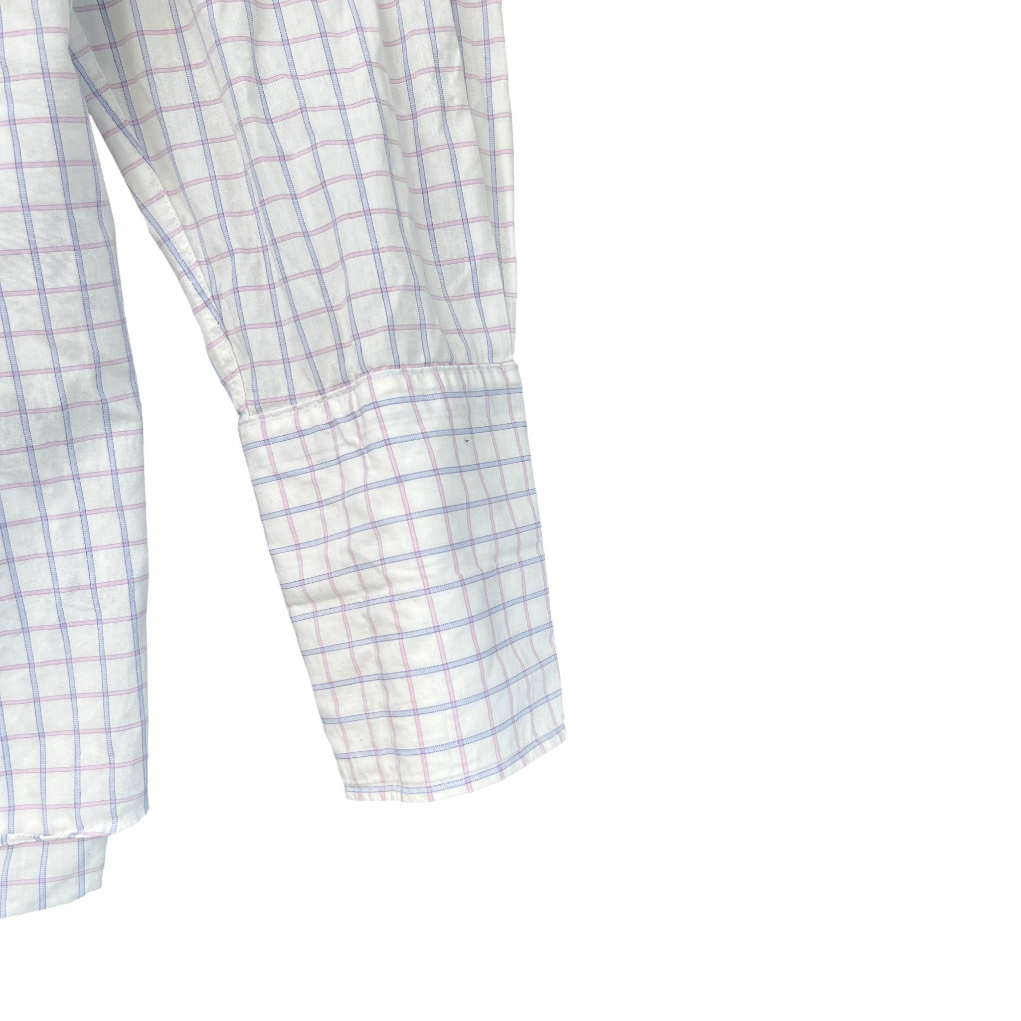 Men's Gingham Long Sleeve Shirt White Size XL