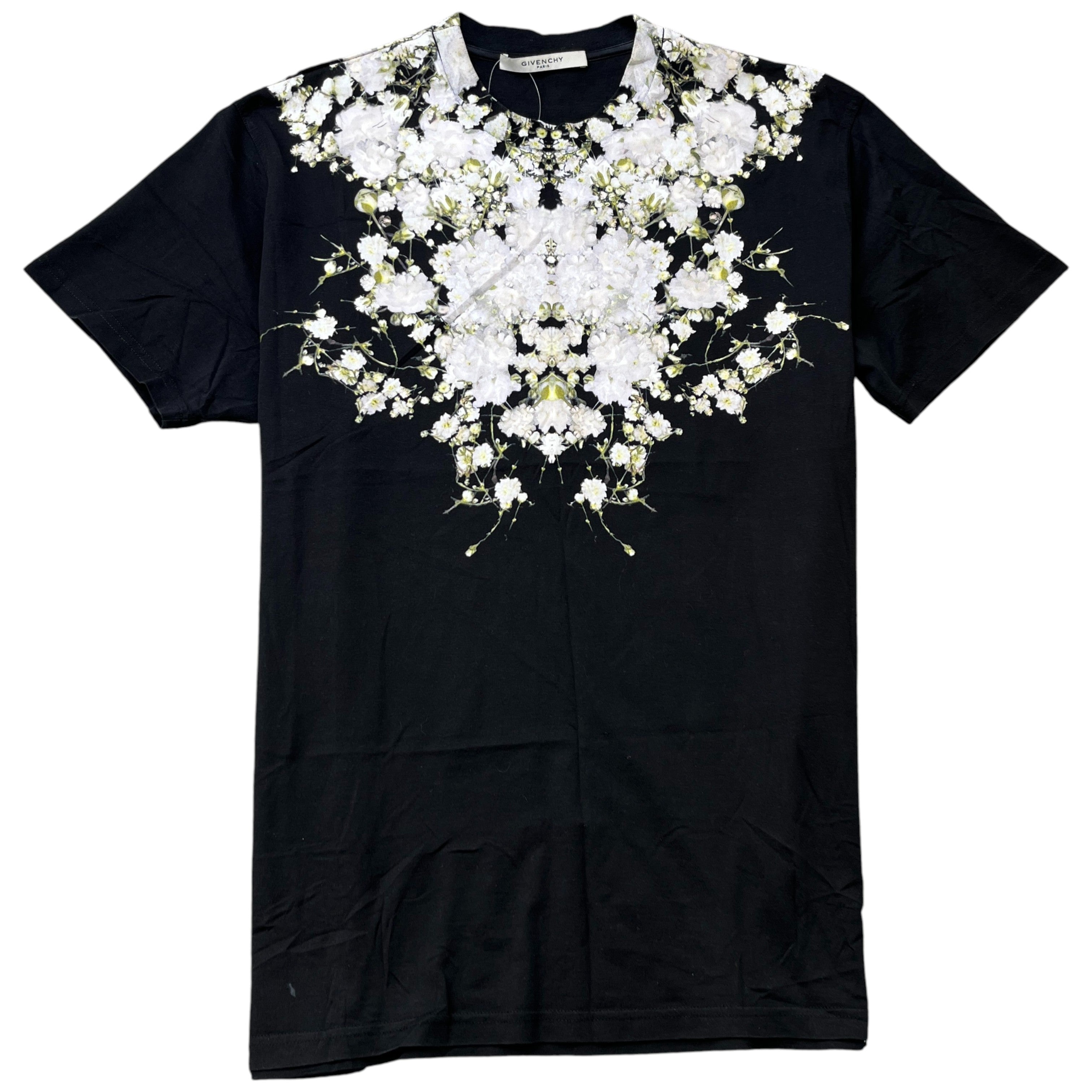 Men's Floral Print T-Shirt Black Size S