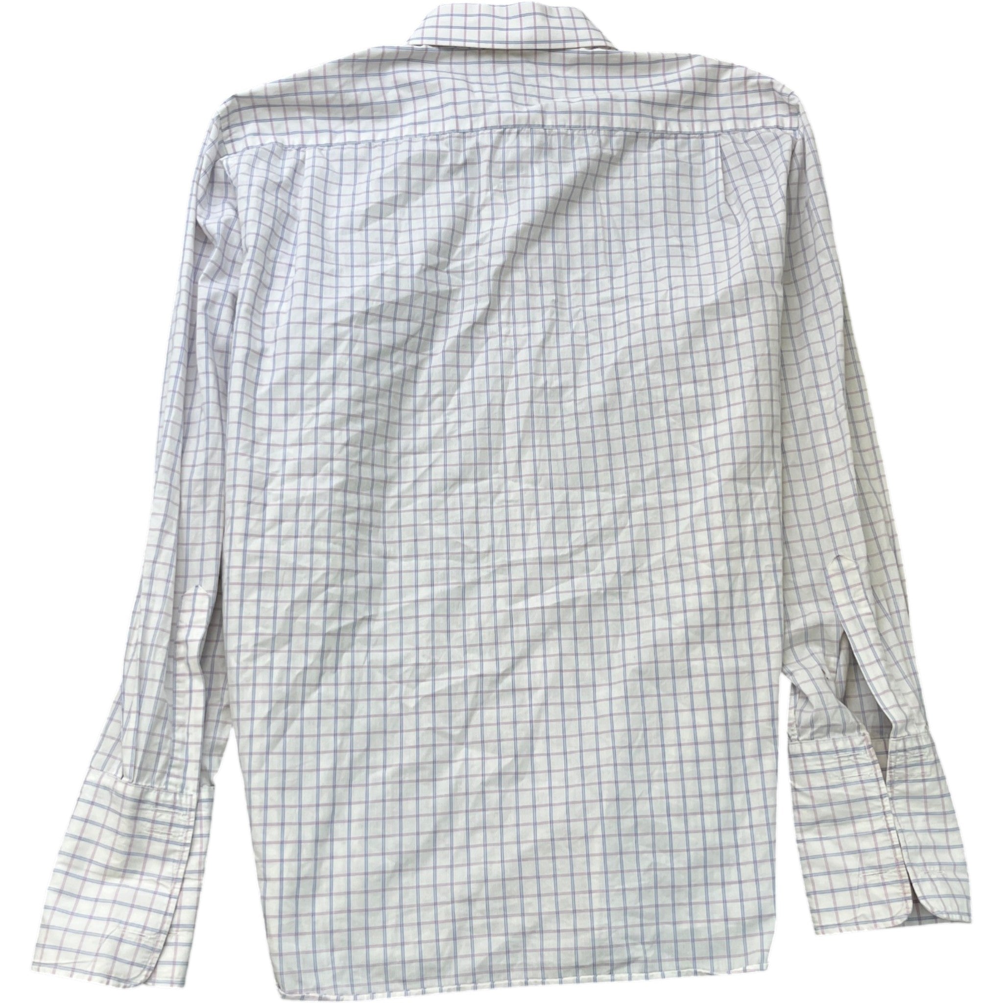 Men's Gingham Long Sleeve Shirt White Size XL