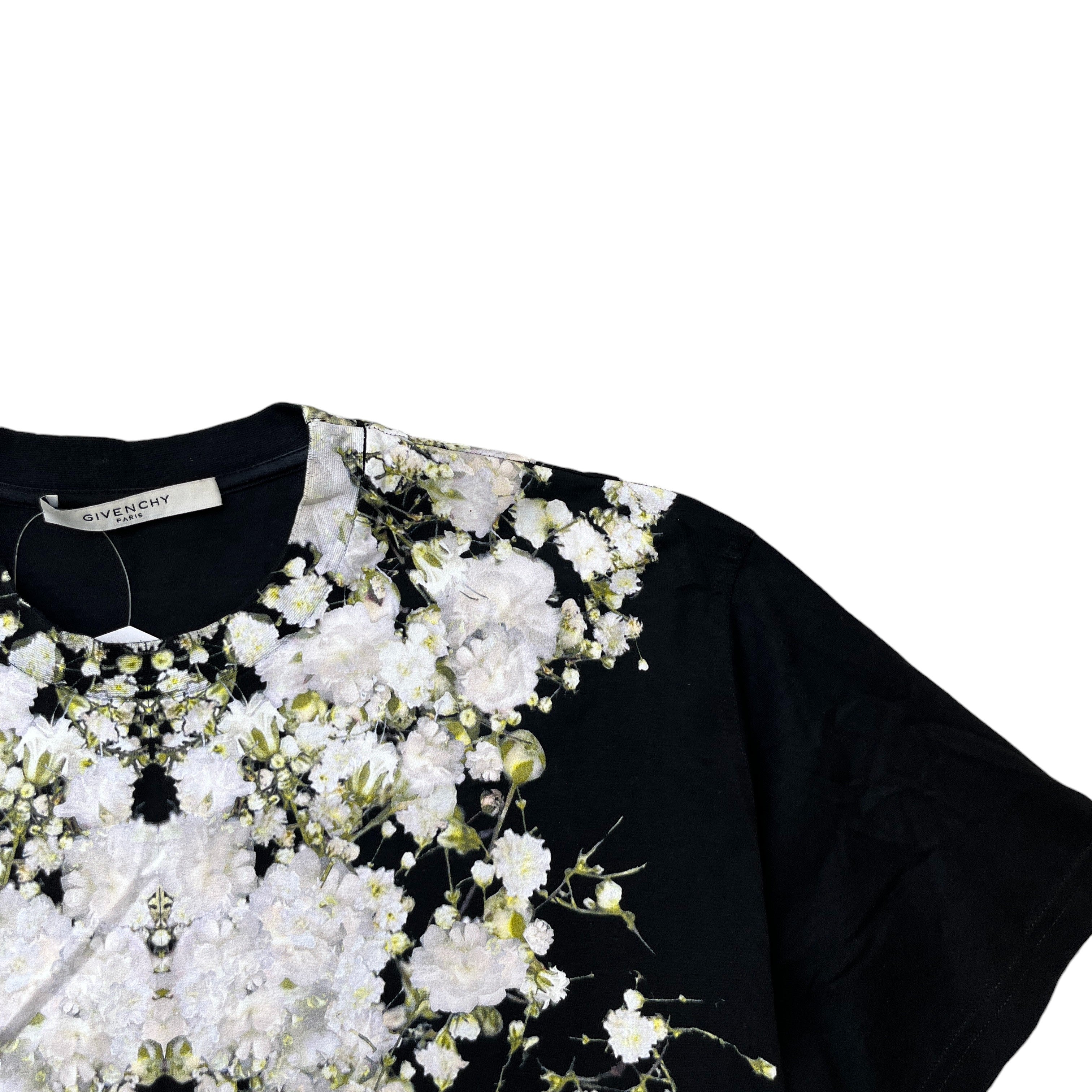 Men's Floral Print T-Shirt Black Size S