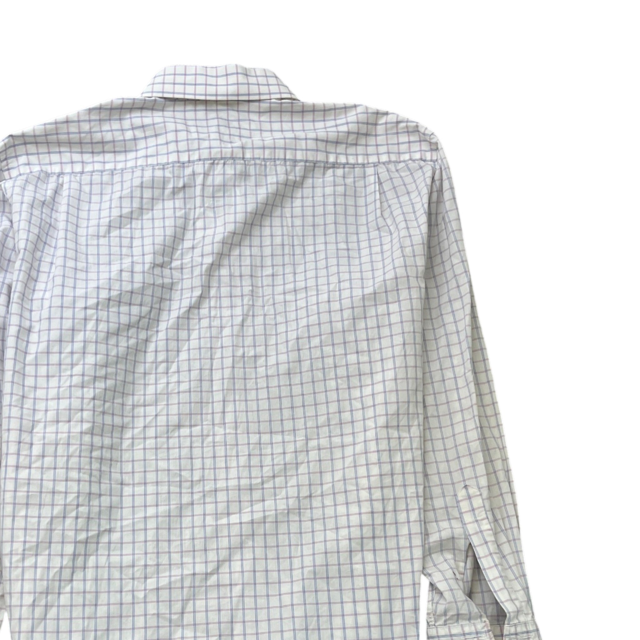 Men's Gingham Long Sleeve Shirt White Size XL
