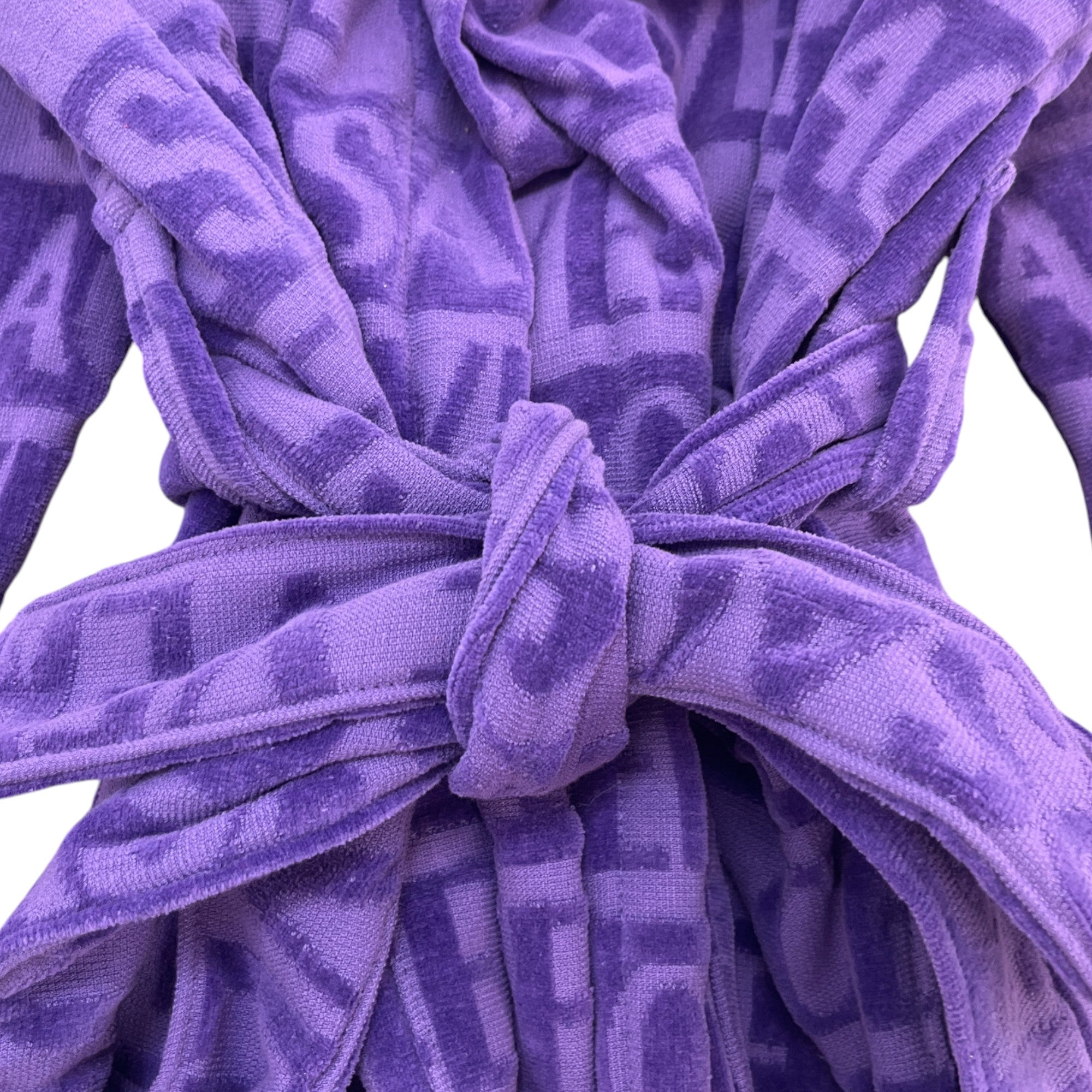 Men's Rhinestone Logo Hooded Bath Robe Purple Size M