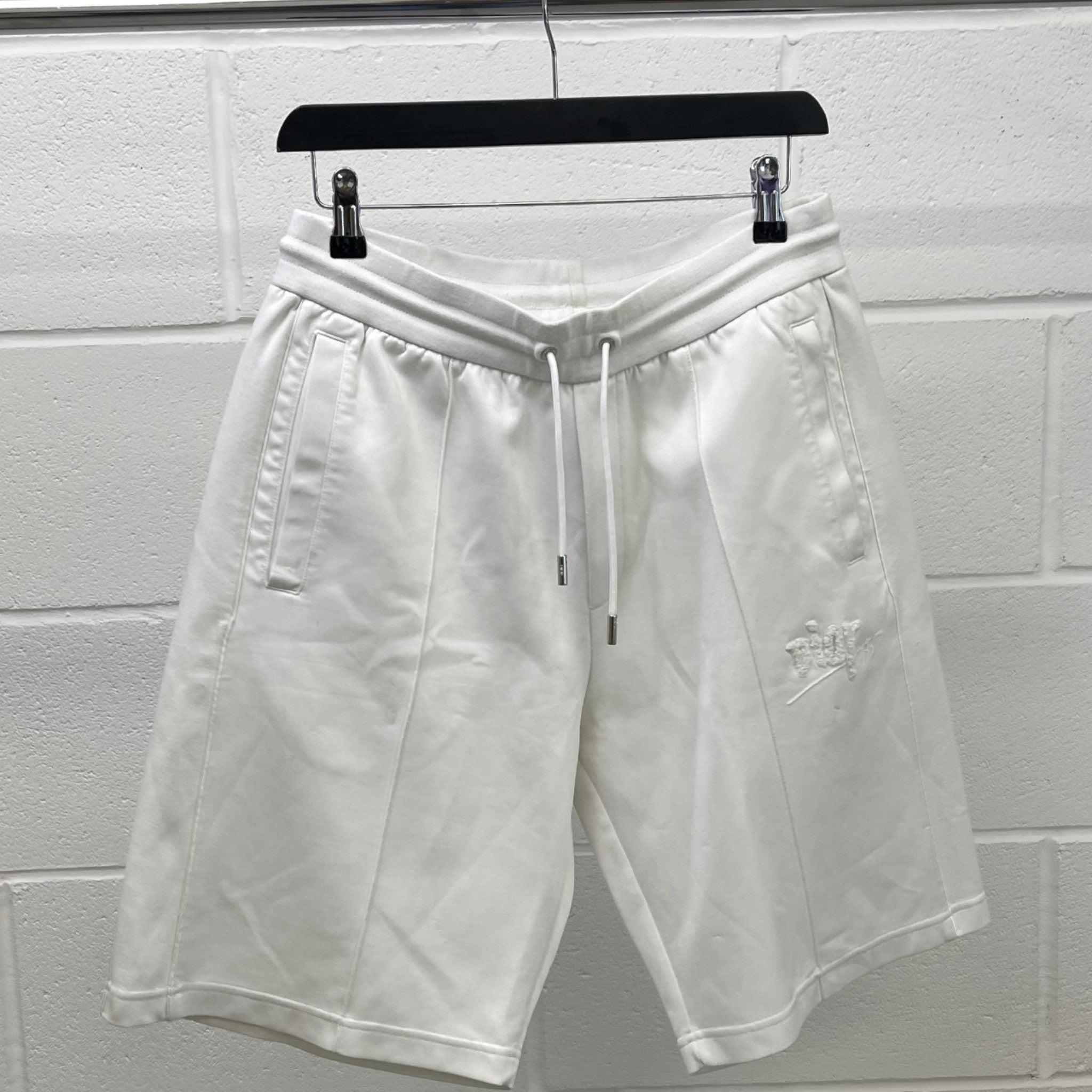 Men's Embroidered Logo Shorts White Size L