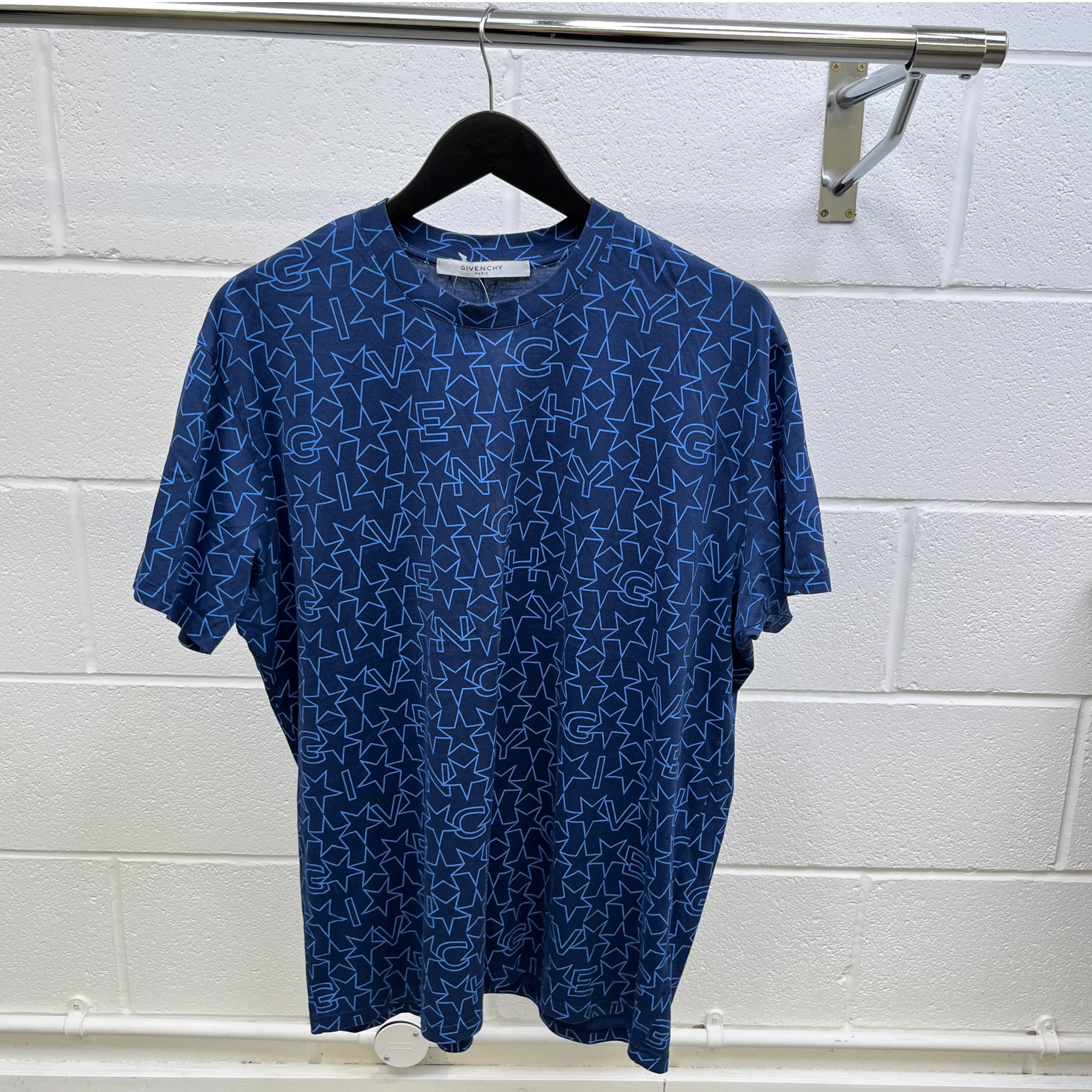 Men's All Over Star Print T-Shirt Navy Size XXS