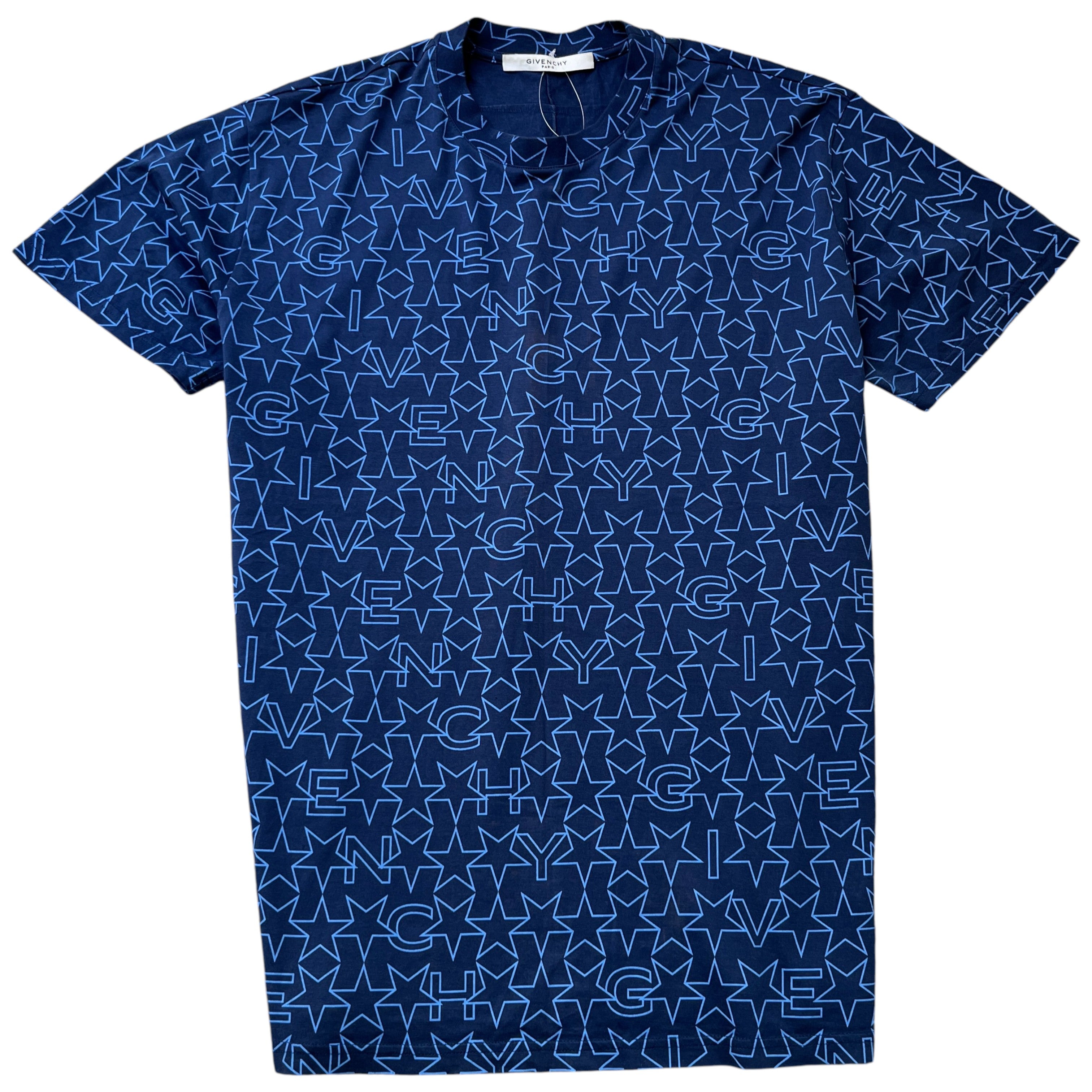 Men's All Over Star Print T-Shirt Navy Size XXS