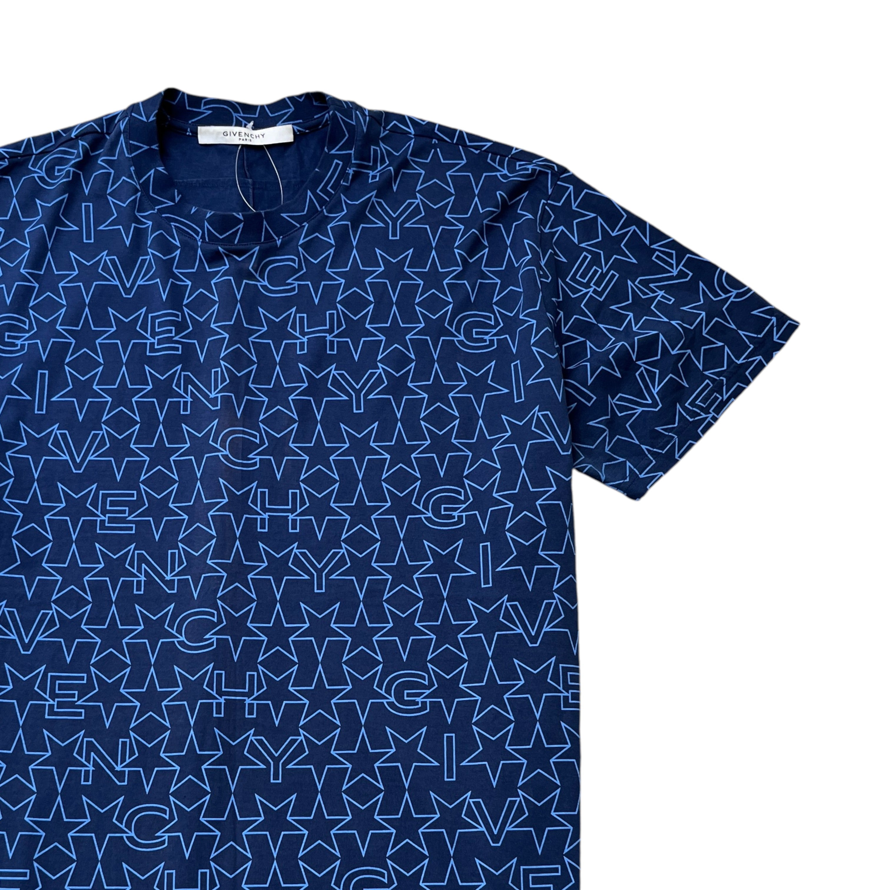 Men's All Over Star Print T-Shirt Navy Size XXS