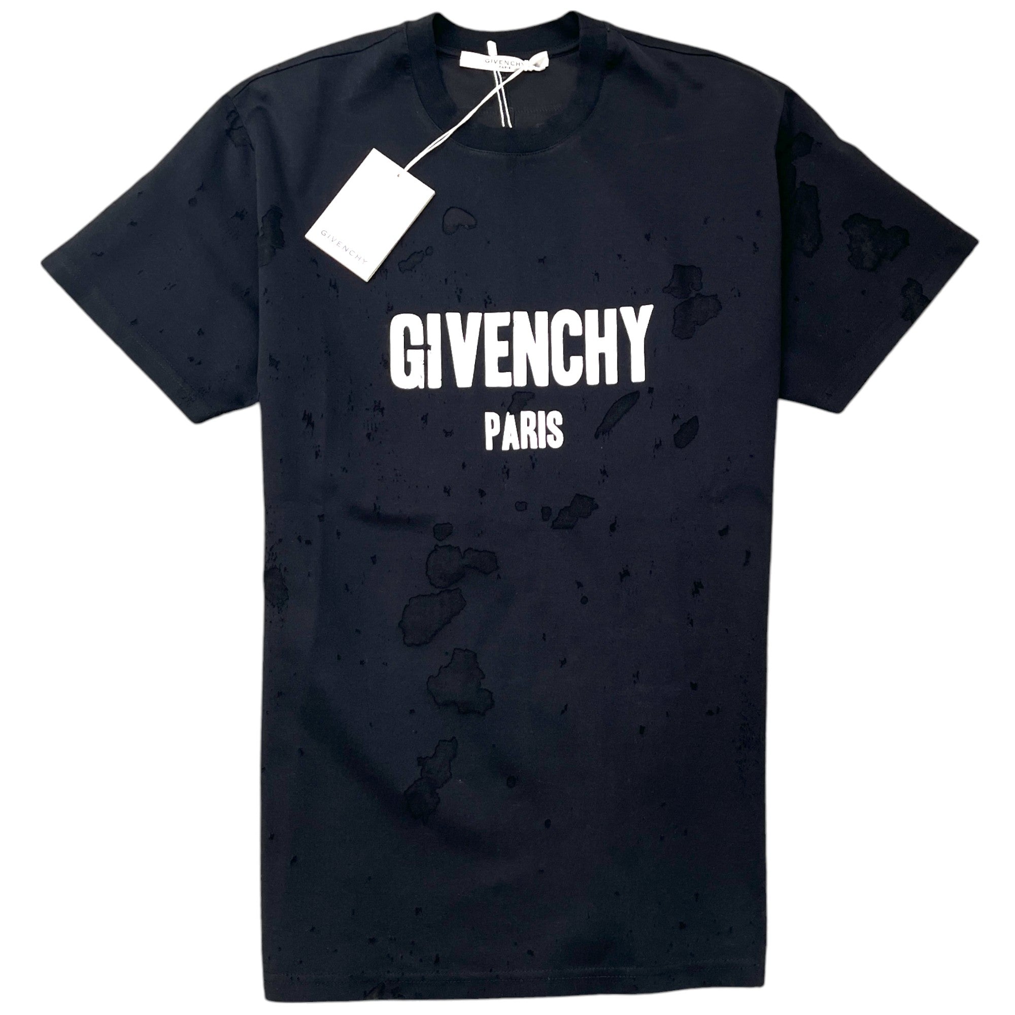 Men's Oversized Distressed Logo T-Shirt Black Size XXS
