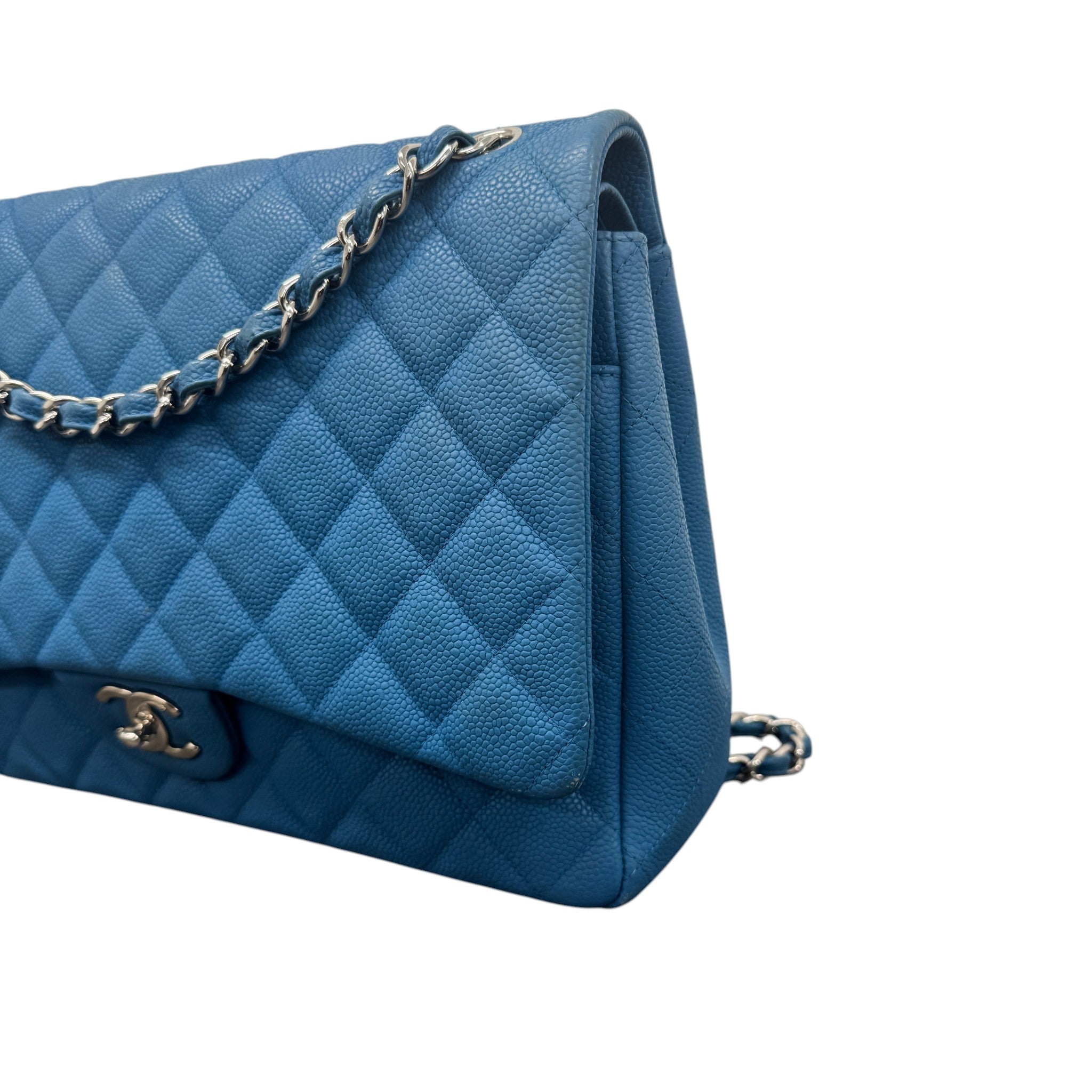 Women's Caviar Classic Flap Jumbo Handbag Blue