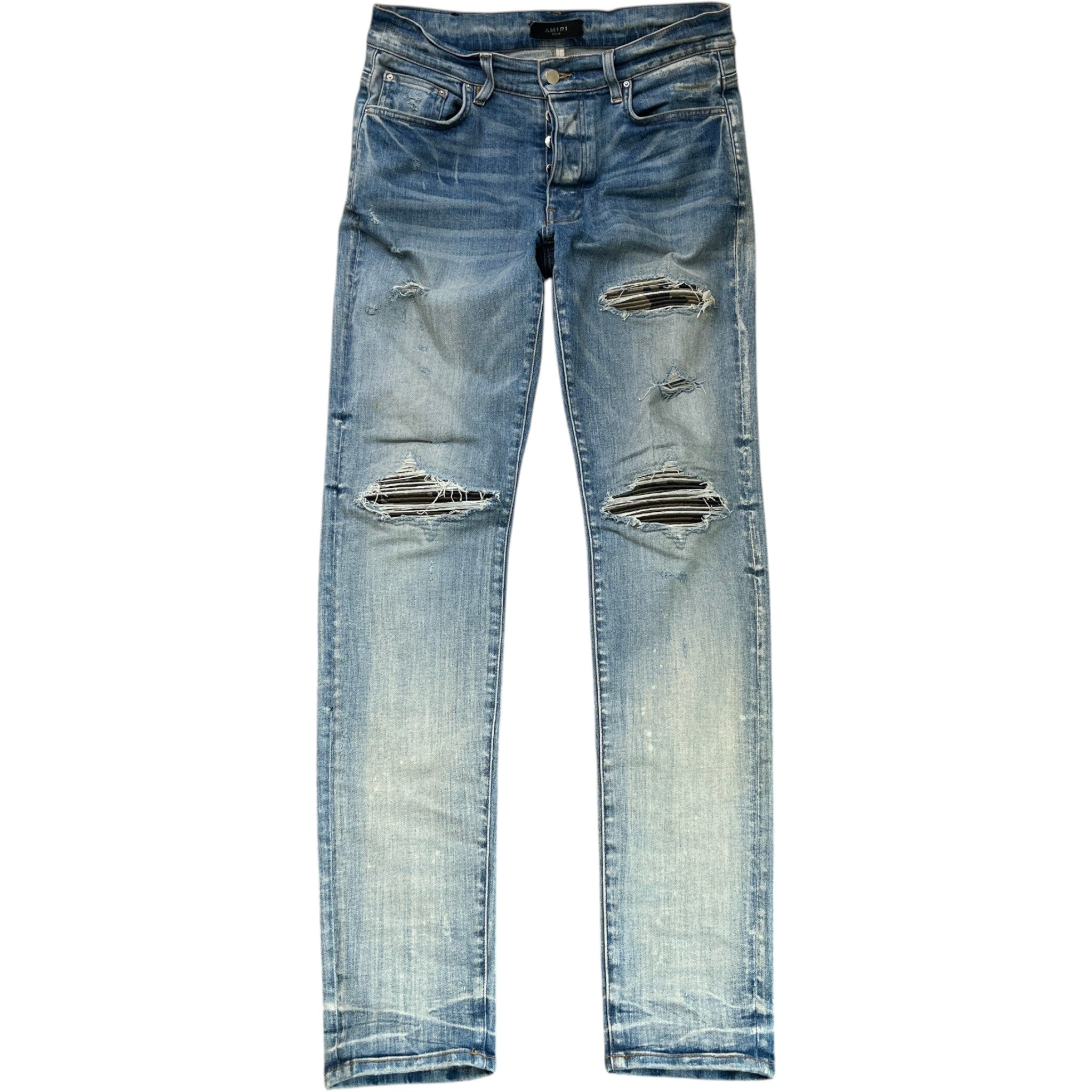 Men's Mx1 Distressed Bandana Jeans Blue Size Waist 33"