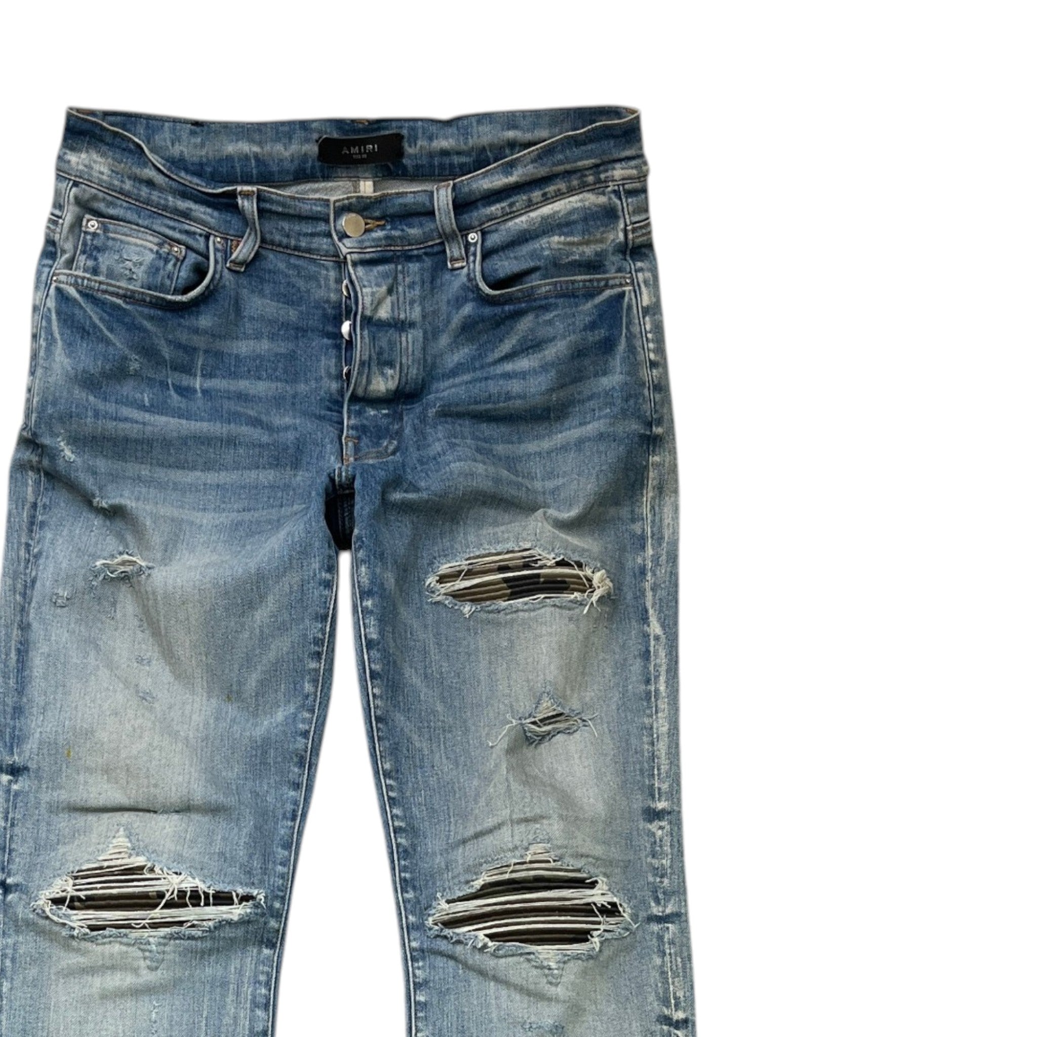 Men's Mx1 Distressed Bandana Jeans Blue Size Waist 33"