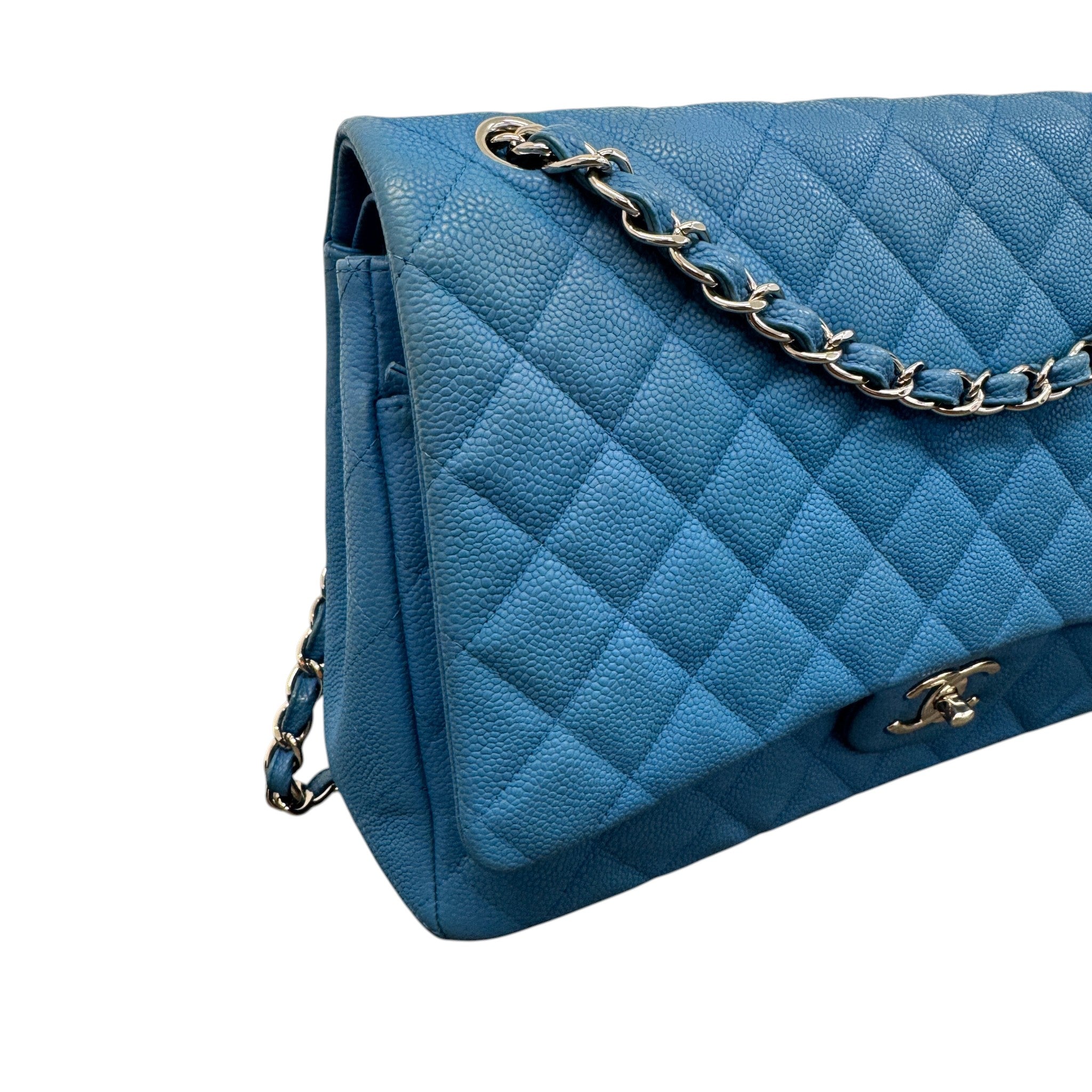 Women's Caviar Classic Flap Jumbo Handbag Blue