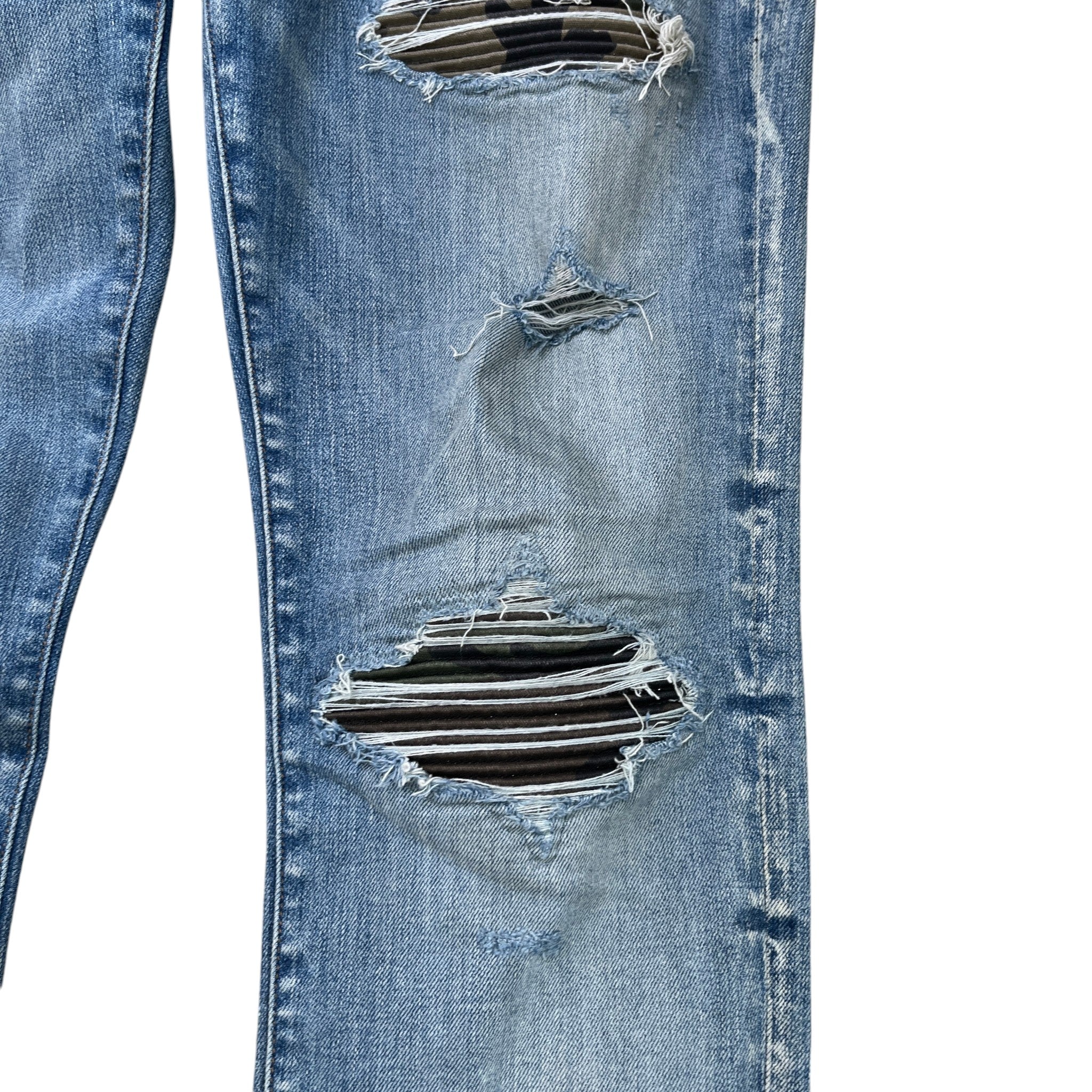 Men's Mx1 Distressed Bandana Jeans Blue Size Waist 33"