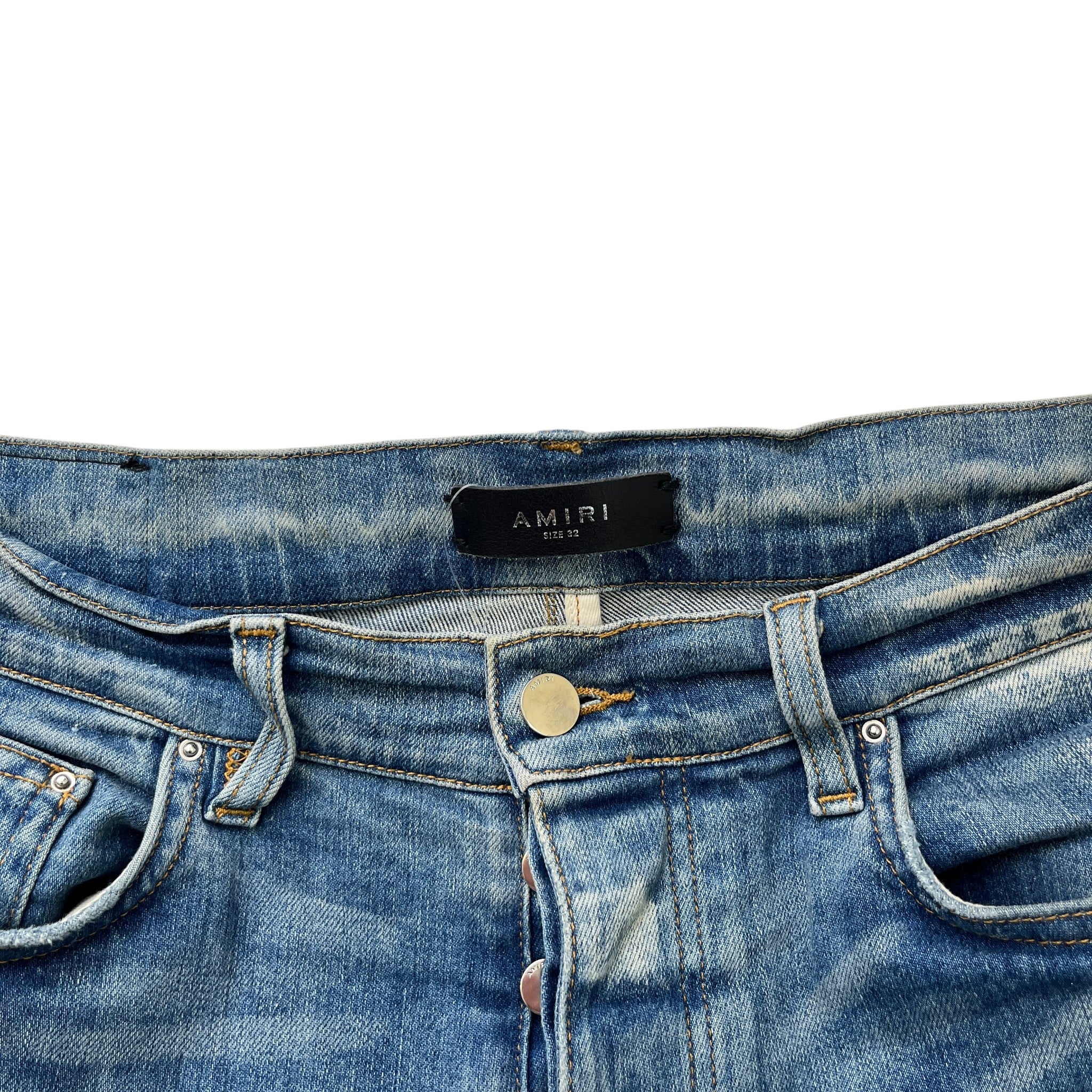Men's Mx1 Distressed Bandana Jeans Blue Size Waist 33"