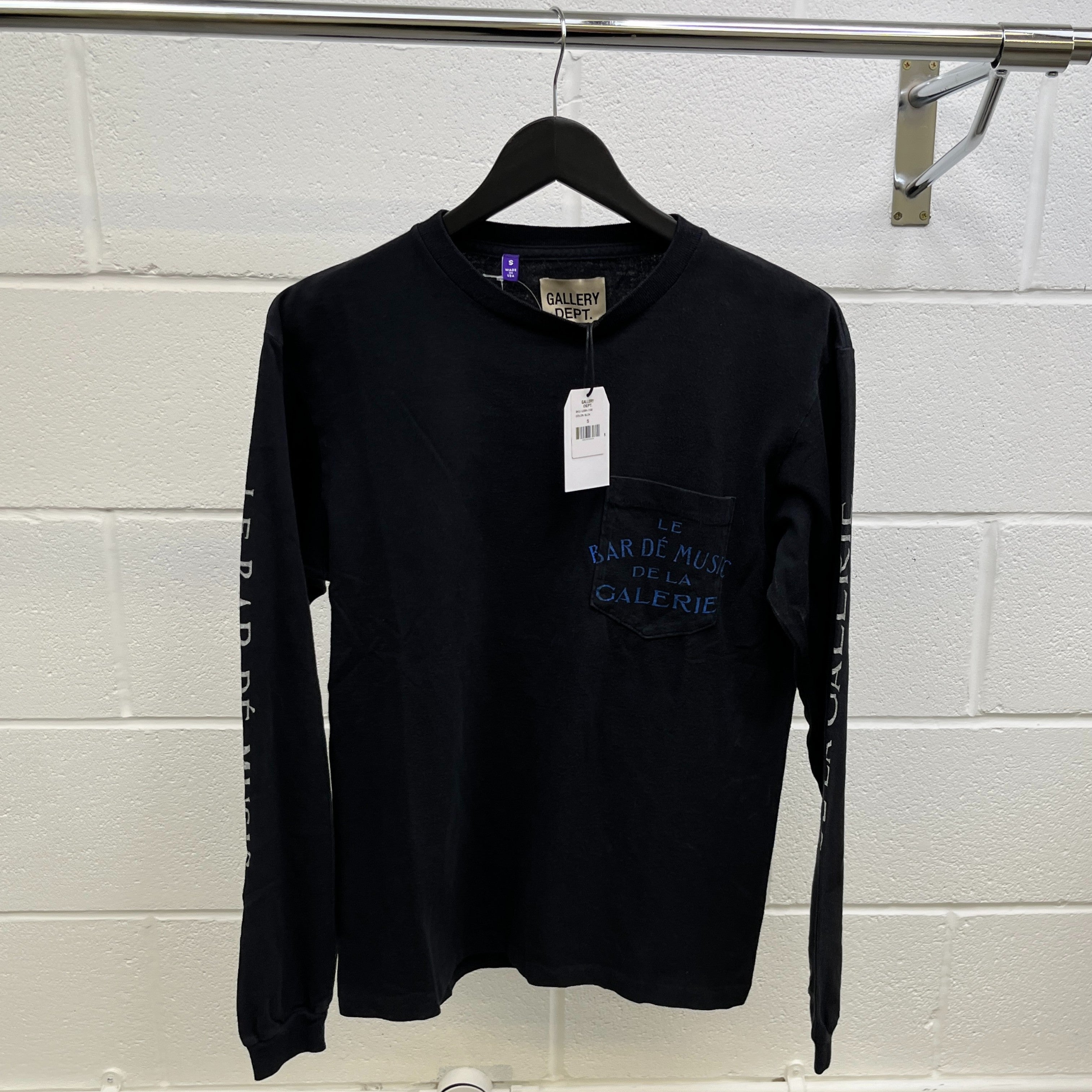 Men's Le Bar Shop Print Long Sleeve T-Shirt Black Size S