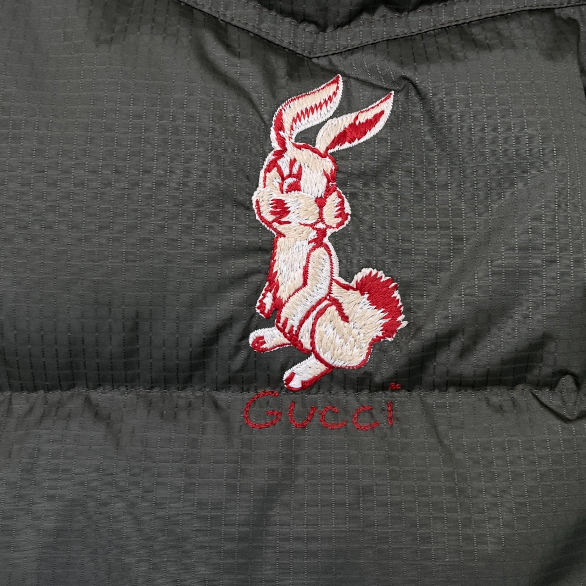 Men's Embroidered Rabbit Logo Down Jacket Khaki Size IT 48 / M