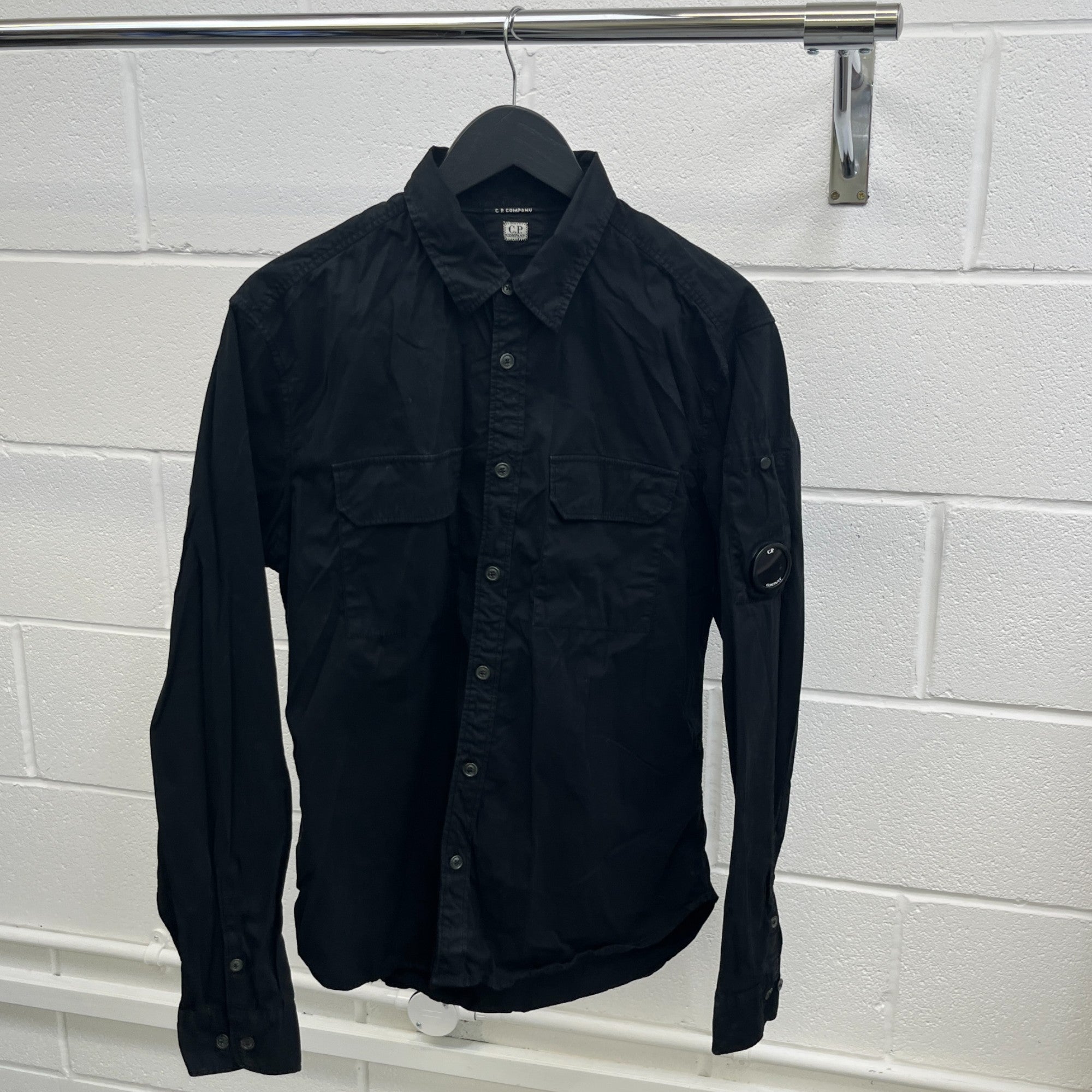 Men's Lens Logo Long Sleeve Shirt Black Size M