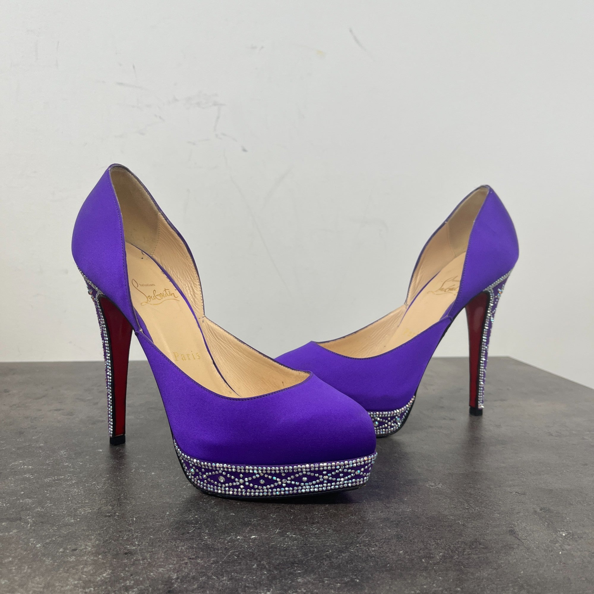 Women's Swarovski Cristal Embellished Heels Purple Size EU 38 / UK 5