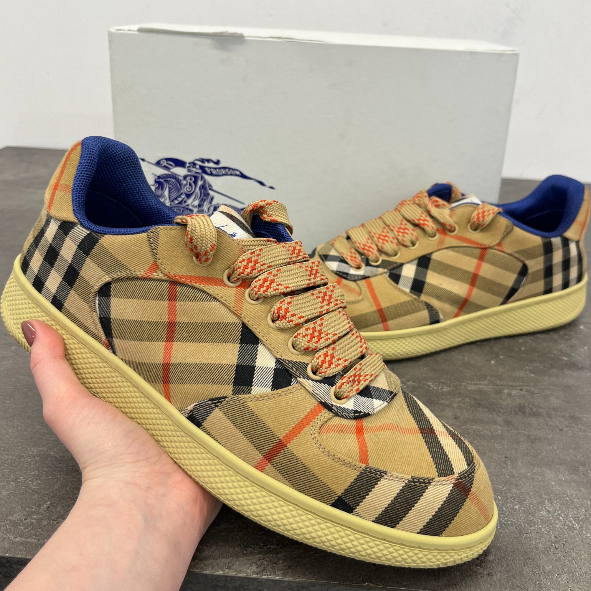 Men's Check Terrace Low Trainers Brown Size EU 43 / UK 9
