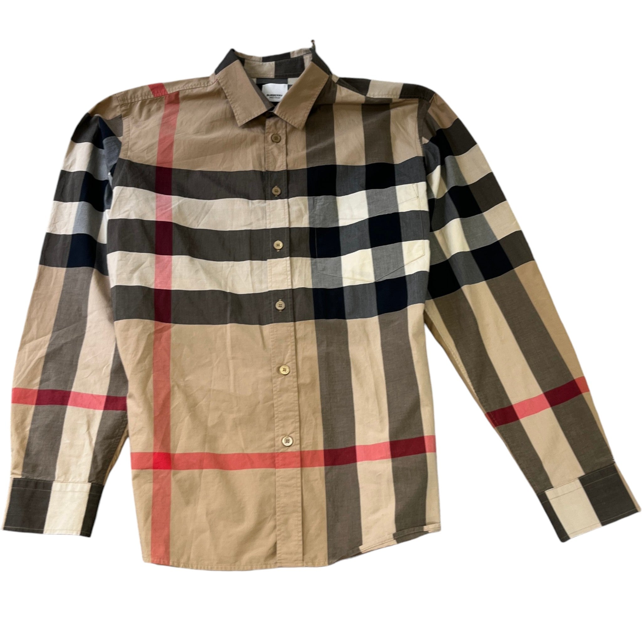 Men's Checkered Long Sleeve Shirt Beige Size XL