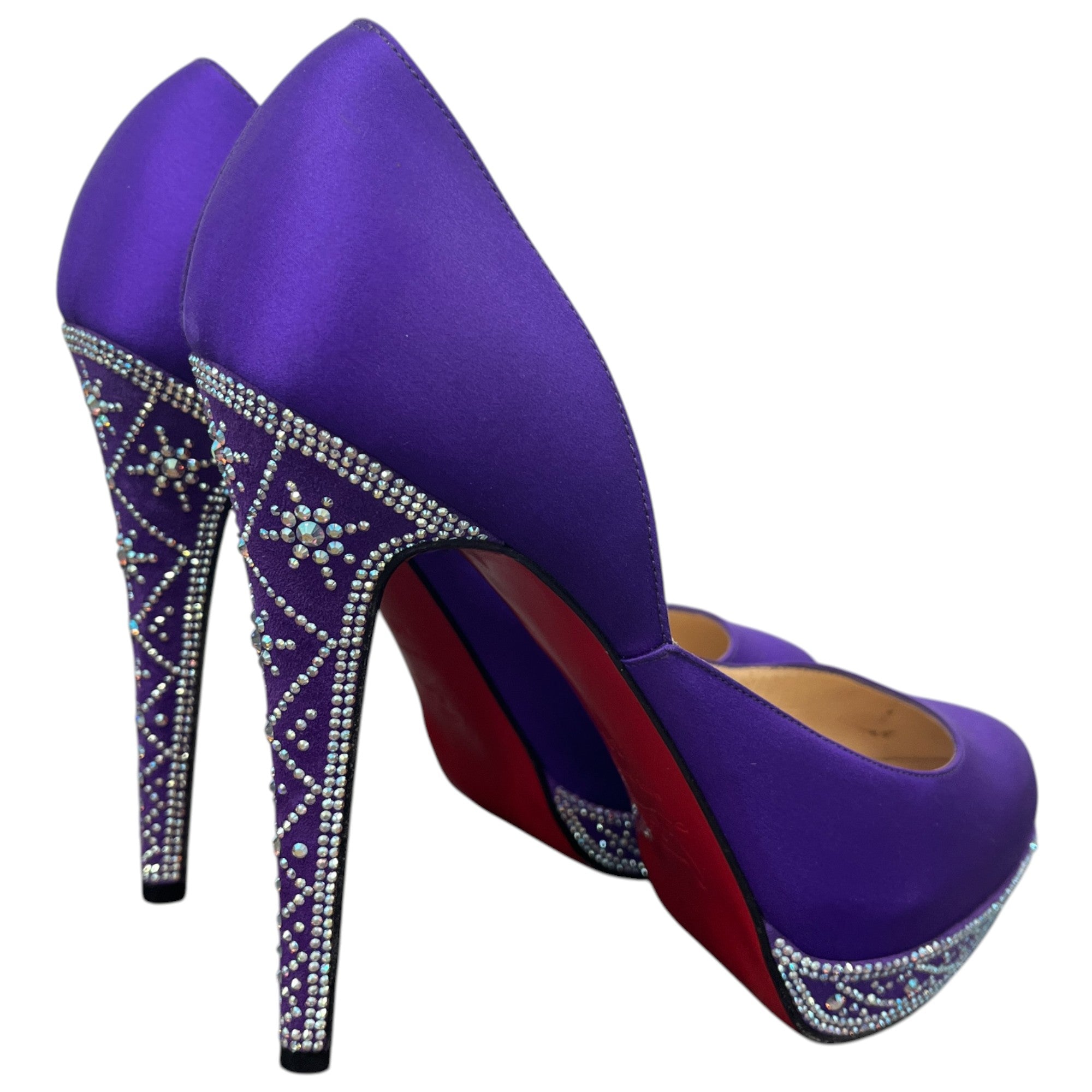 Women's Swarovski Cristal Embellished Heels Purple Size EU 38 / UK 5