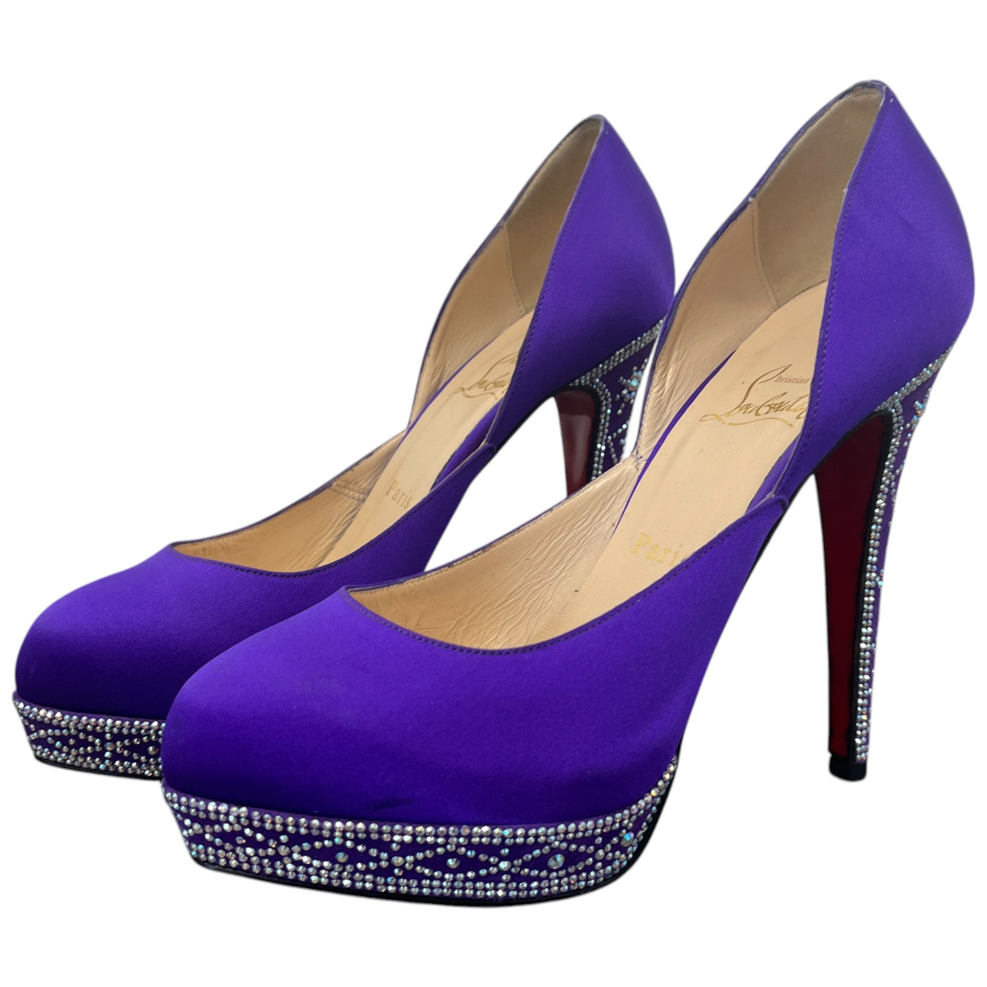 Women's Swarovski Cristal Embellished Heels Purple Size EU 38 / UK 5