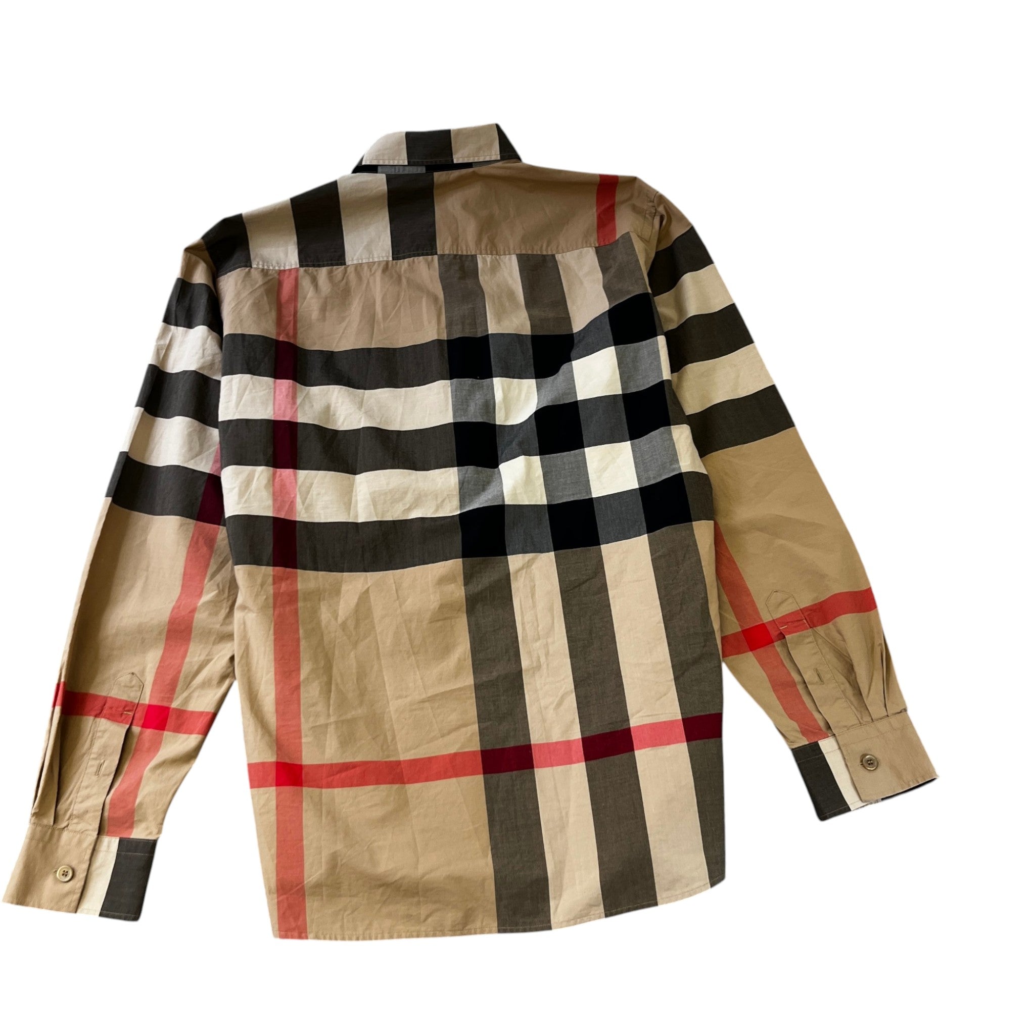 Men's Checkered Long Sleeve Shirt Beige Size XL