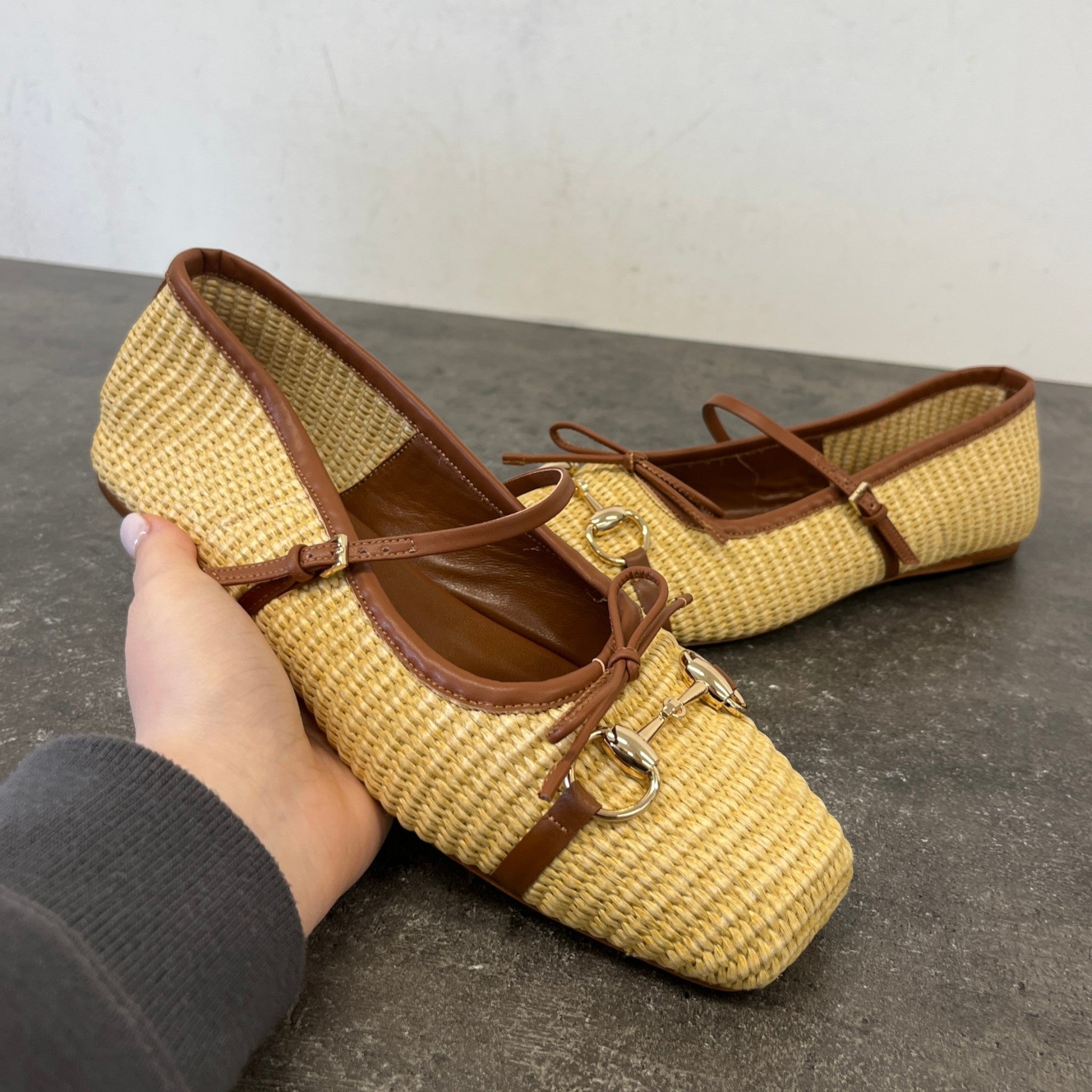 Women's Raffia Horsebit Mules Beige Size EU 40 / UK 7