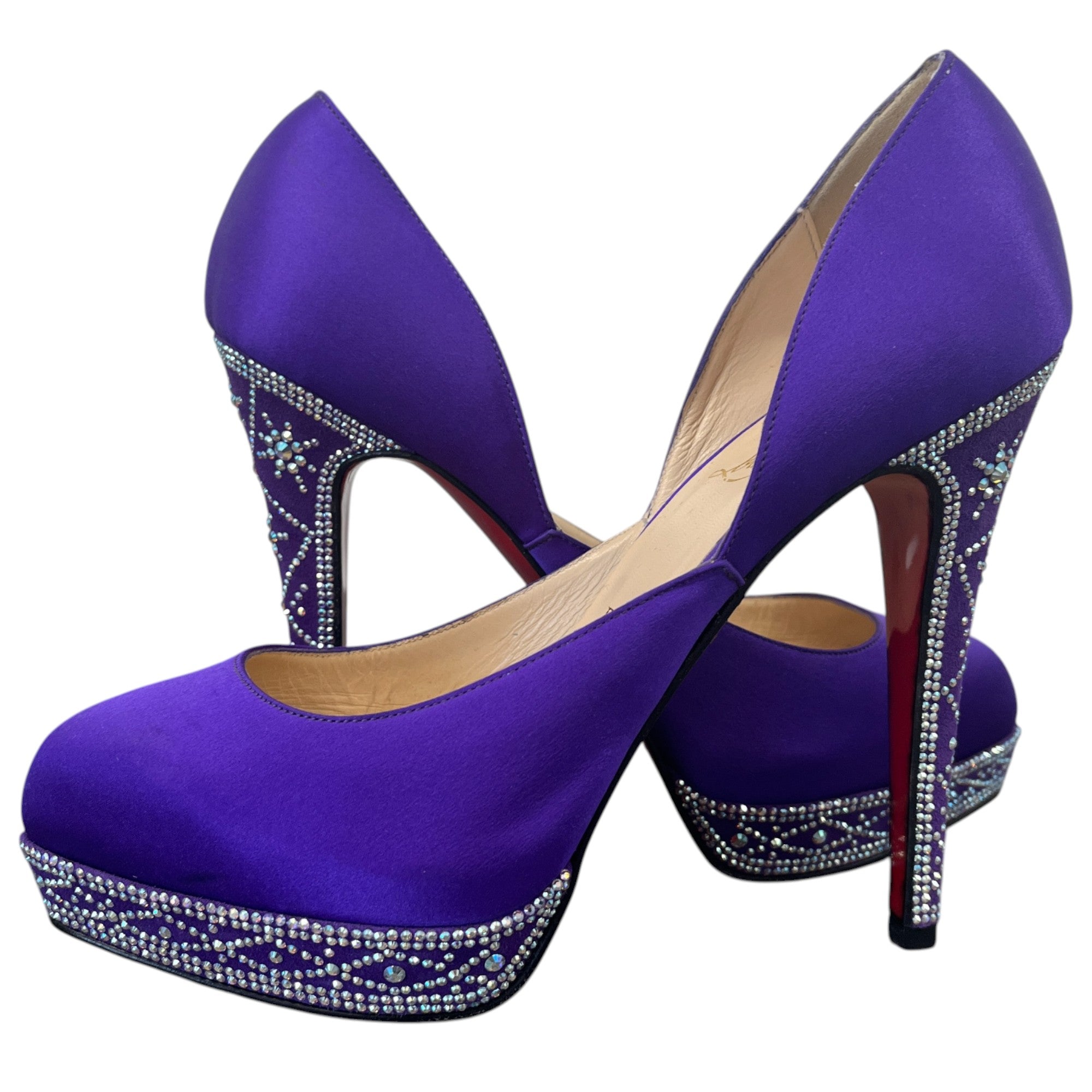 Women's Swarovski Cristal Embellished Heels Purple Size EU 38 / UK 5