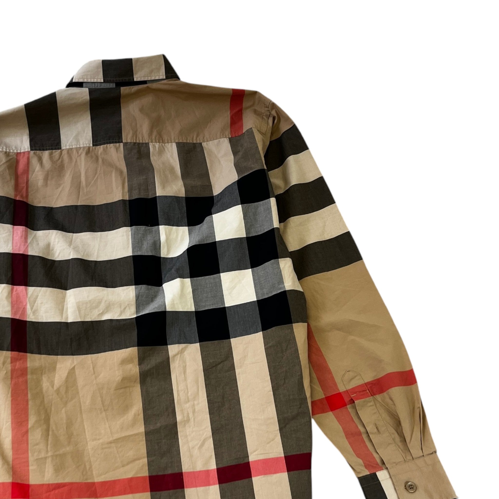 Men's Checkered Long Sleeve Shirt Beige Size XL