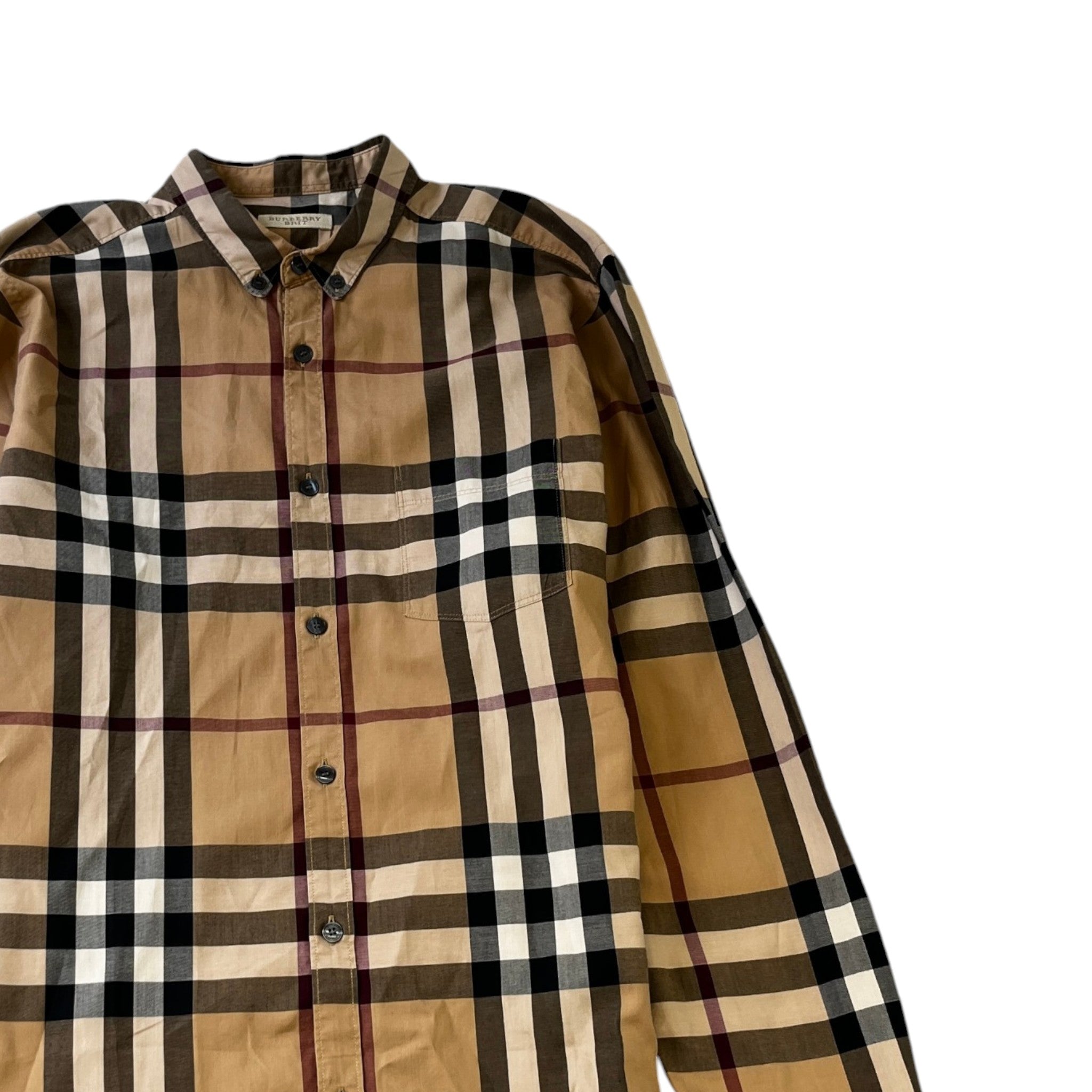 Men's Checkered T-Shirt Beige Size M