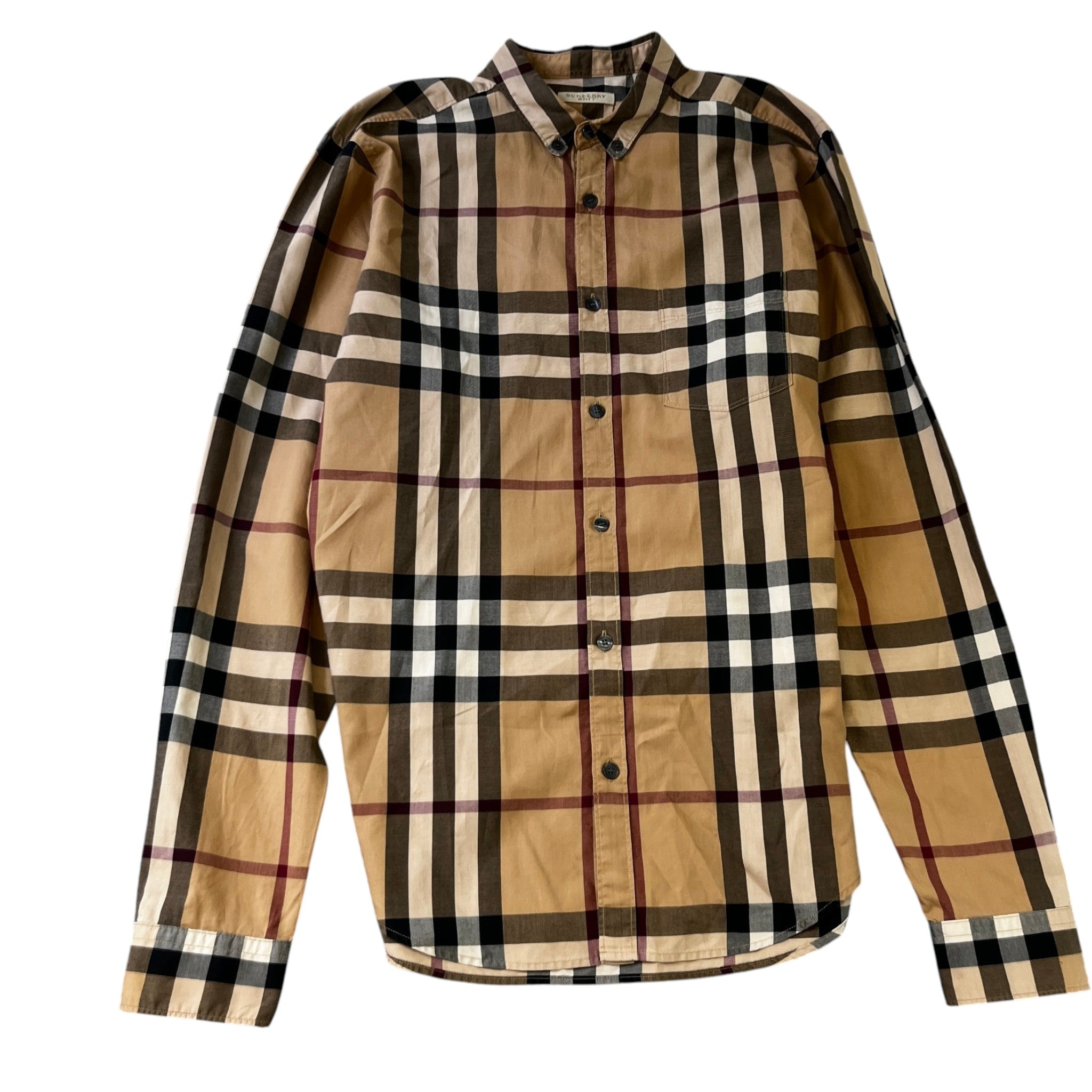 Men's Checkered T-Shirt Beige Size M