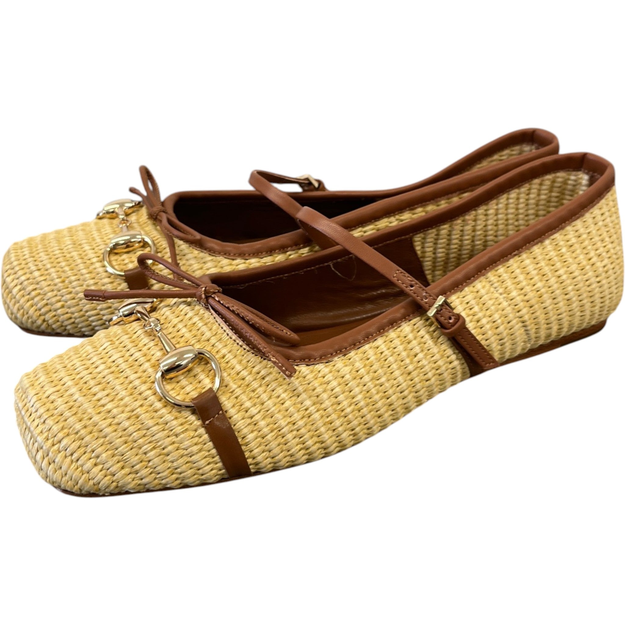 Women's Raffia Horsebit Mules Beige Size EU 40 / UK 7