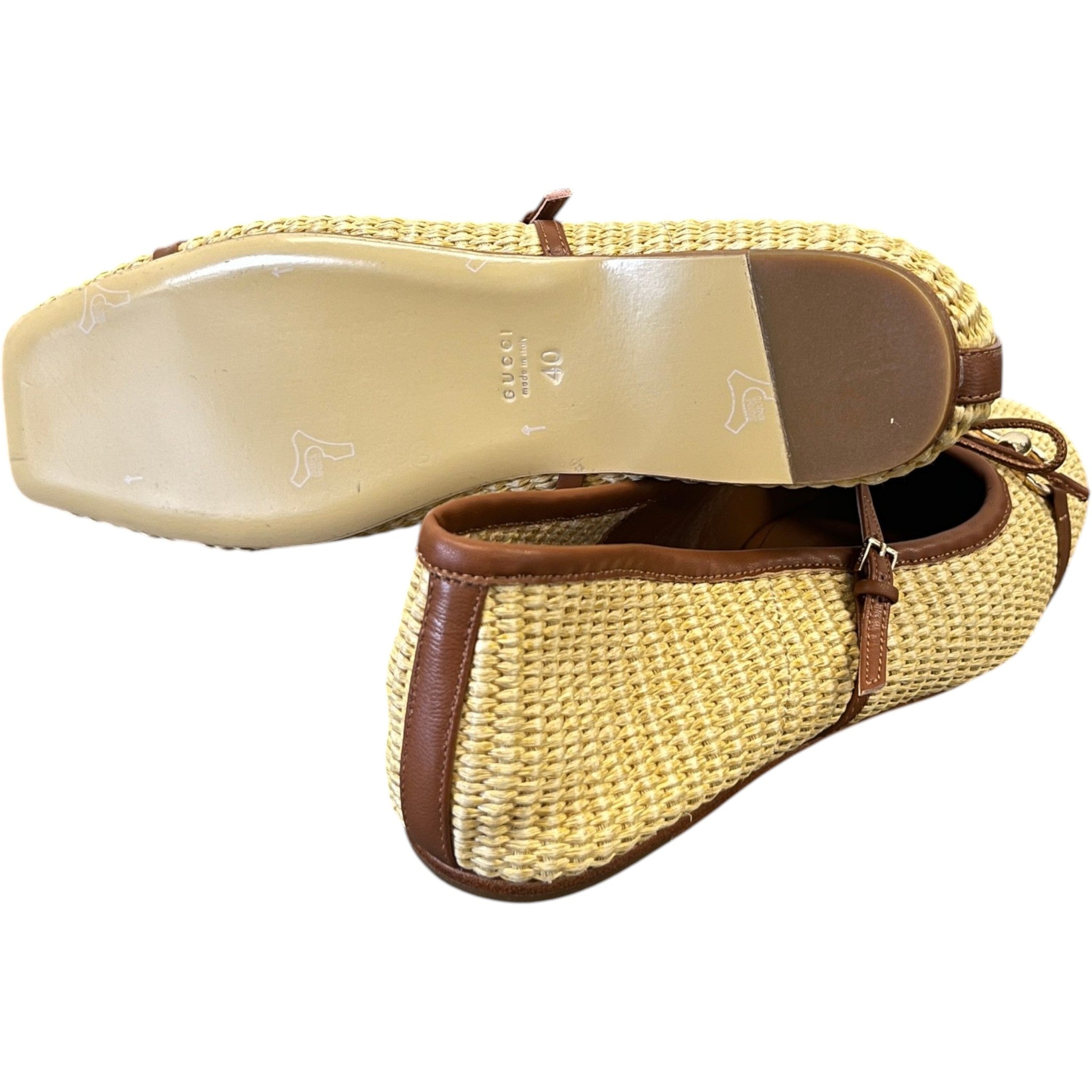 Women's Raffia Horsebit Mules Beige Size EU 40 / UK 7