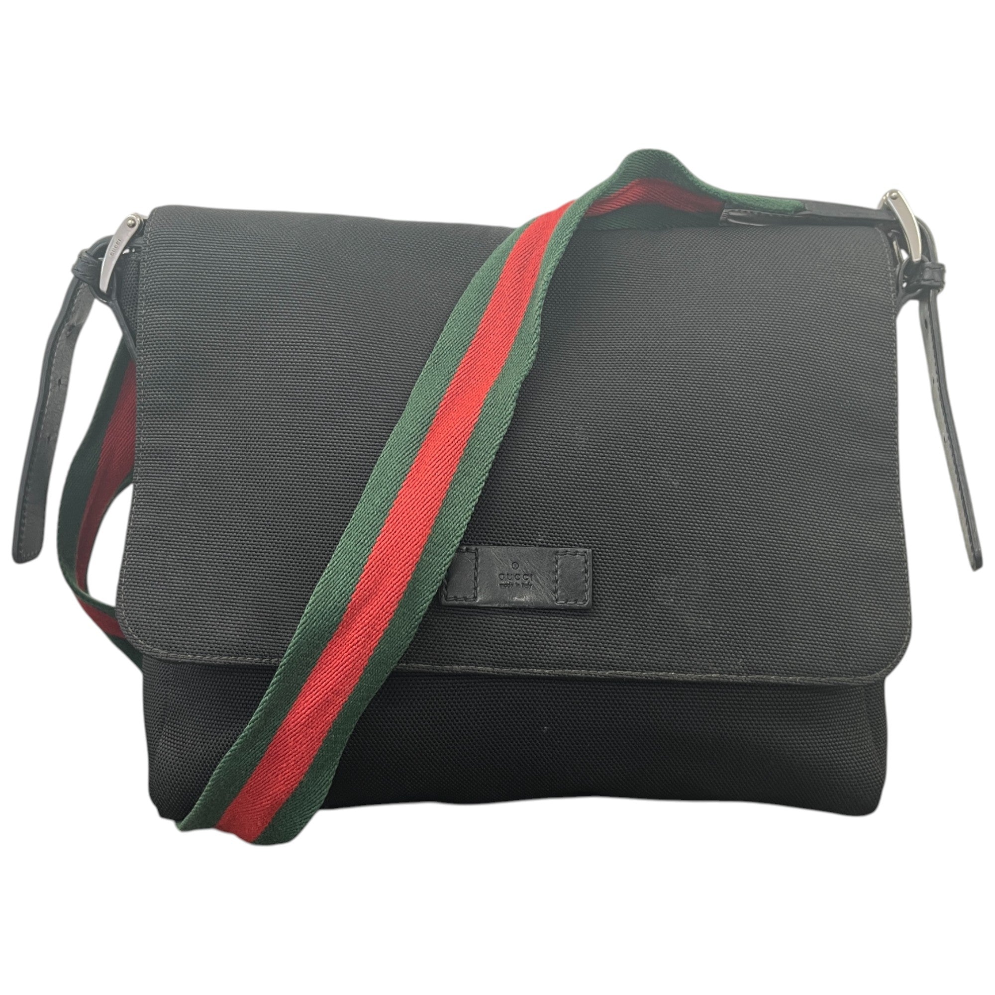 Men's Stripe Detail Messenger Bag Black
