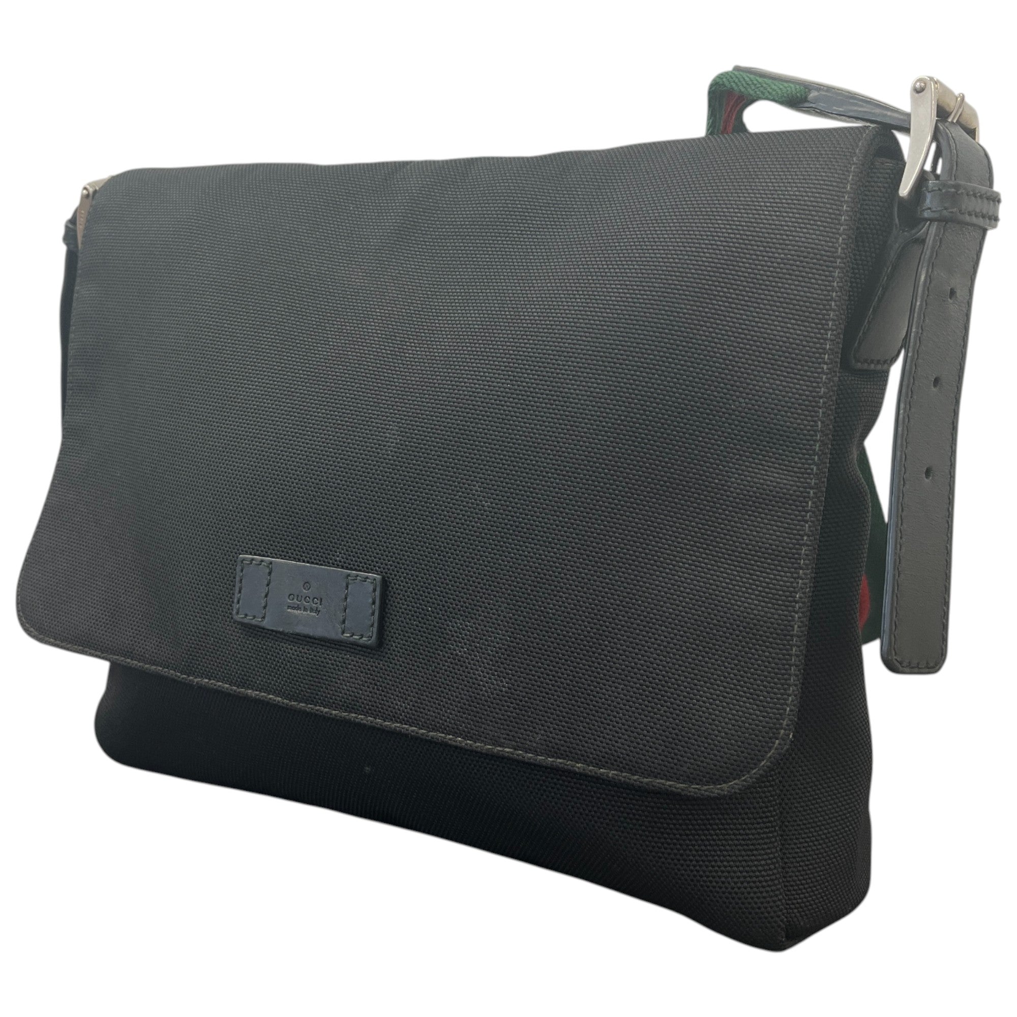 Men's Stripe Detail Messenger Bag Black