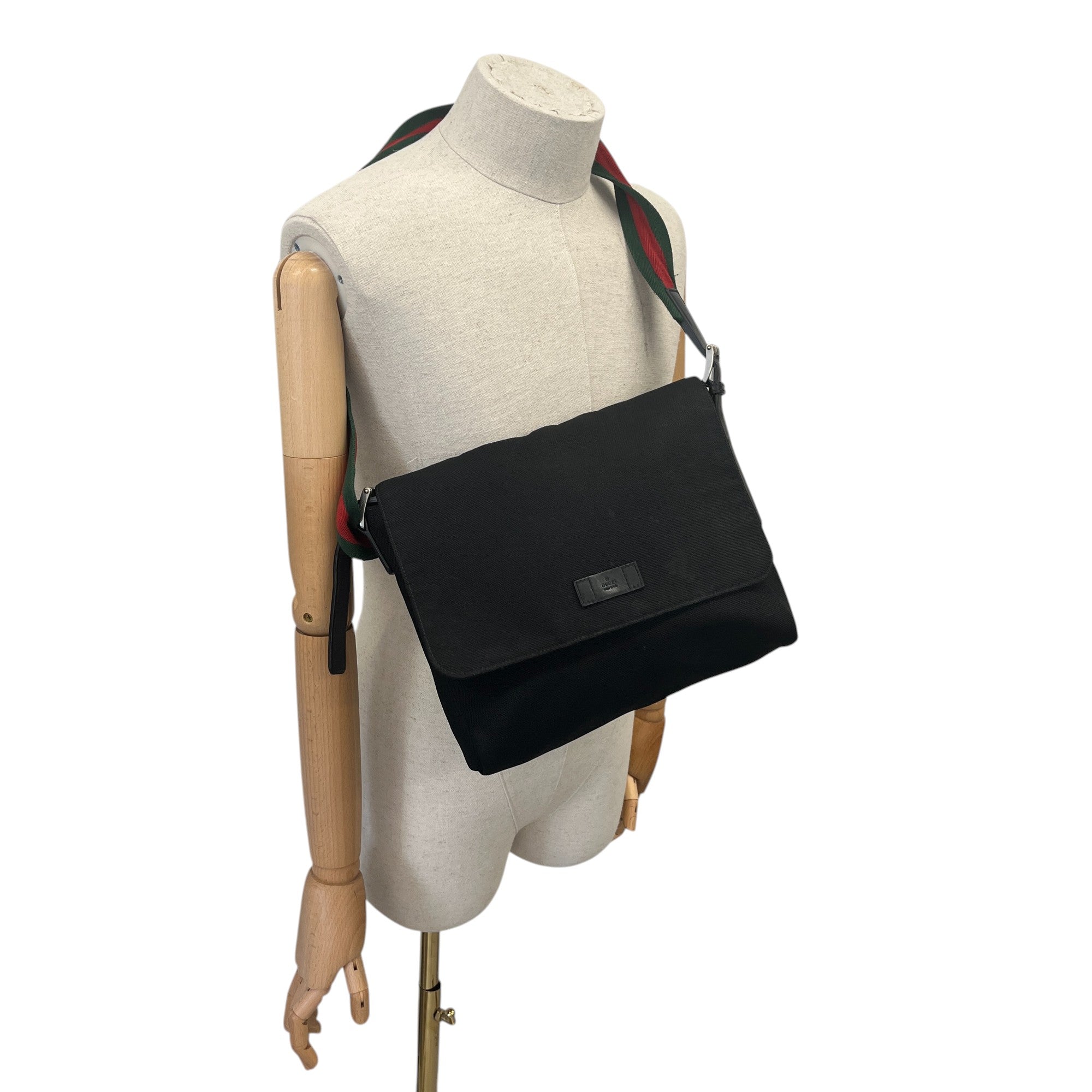 Men's Stripe Detail Messenger Bag Black