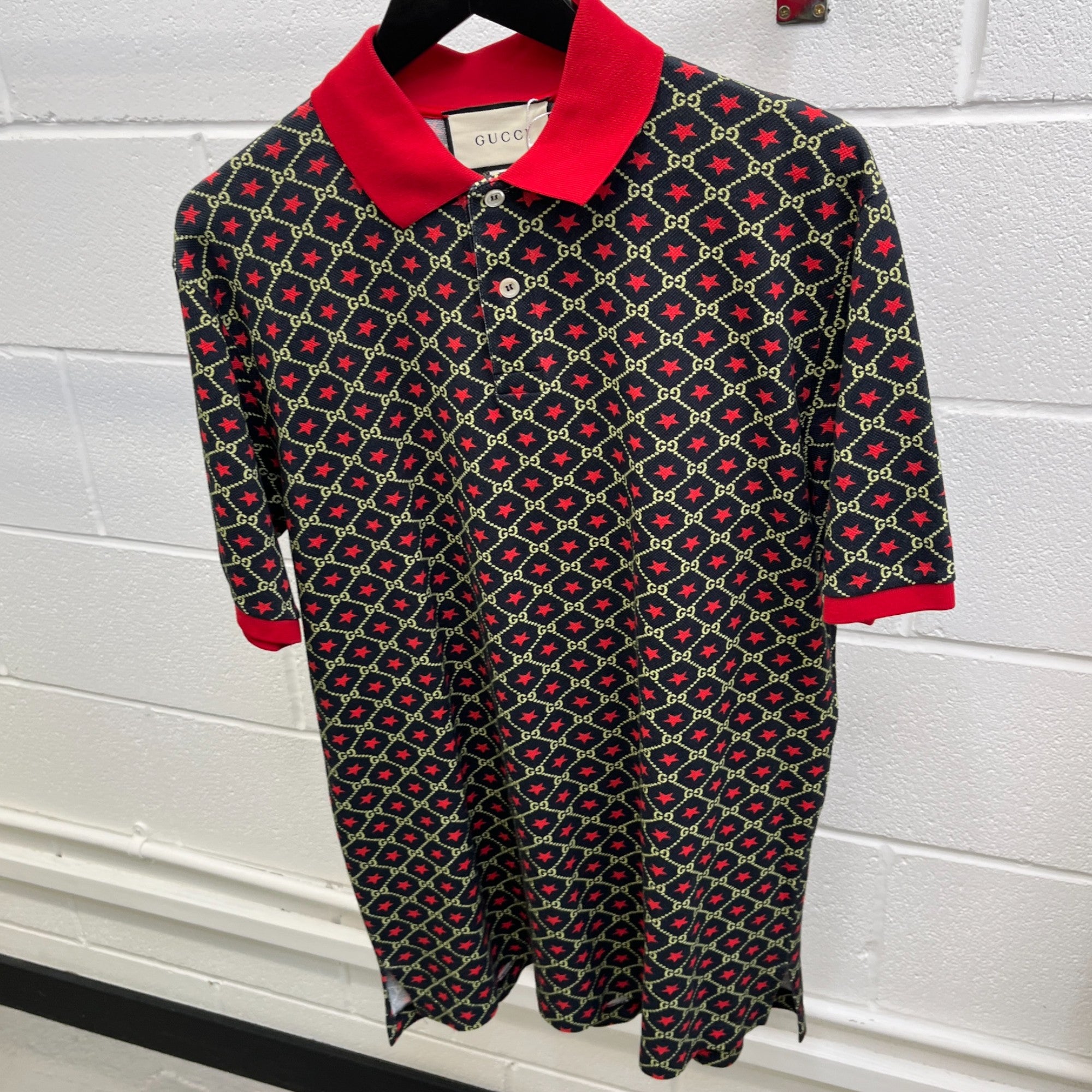 Men's Gg Star Print Polo Shirt Black Size M