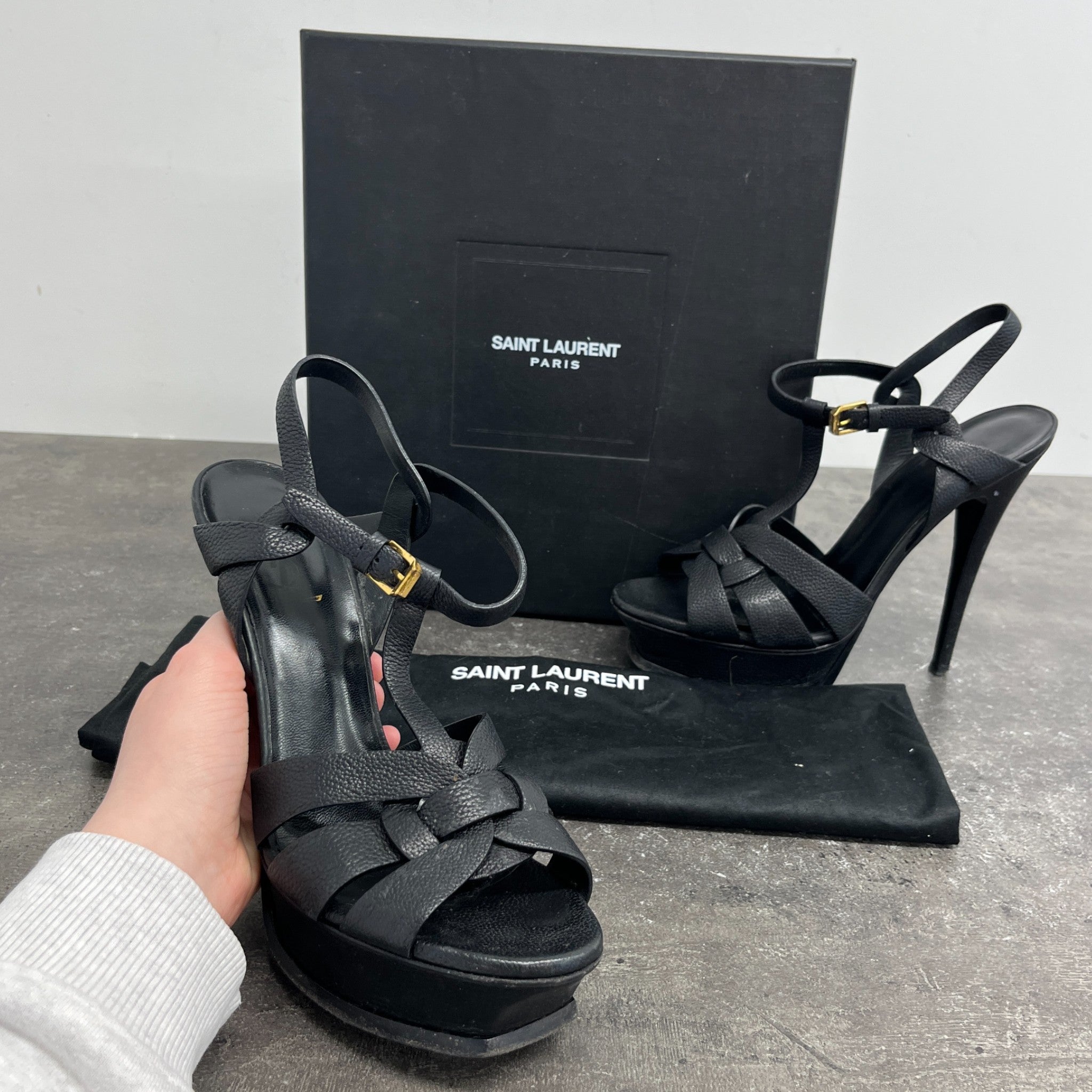 Women's Tribute 105 Platform Sandals Heels Black Size EU 38 / UK 5