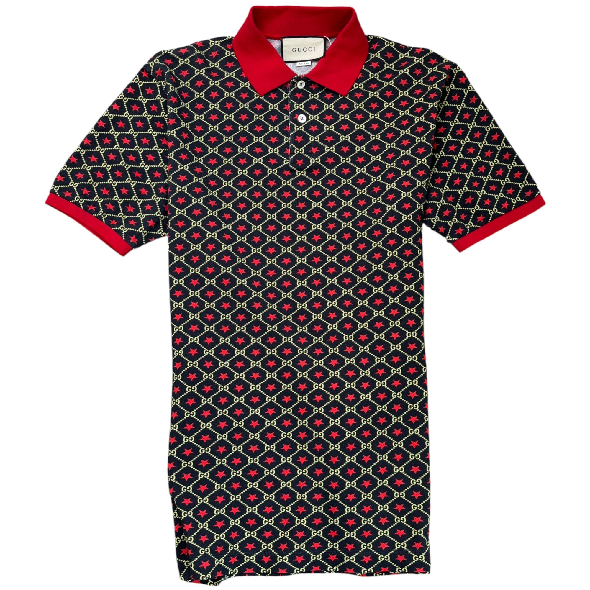 Men's Gg Star Print Polo Shirt Black Size M