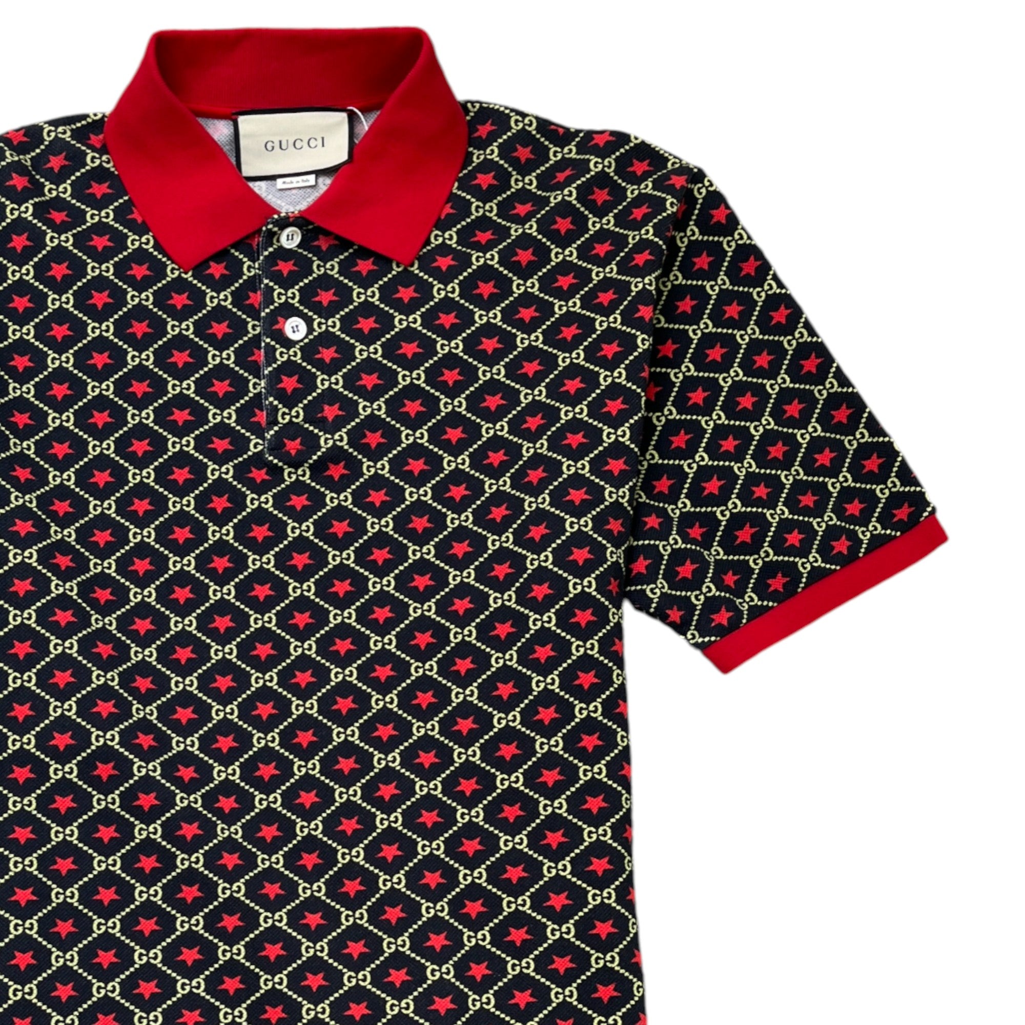 Men's Gg Star Print Polo Shirt Black Size M