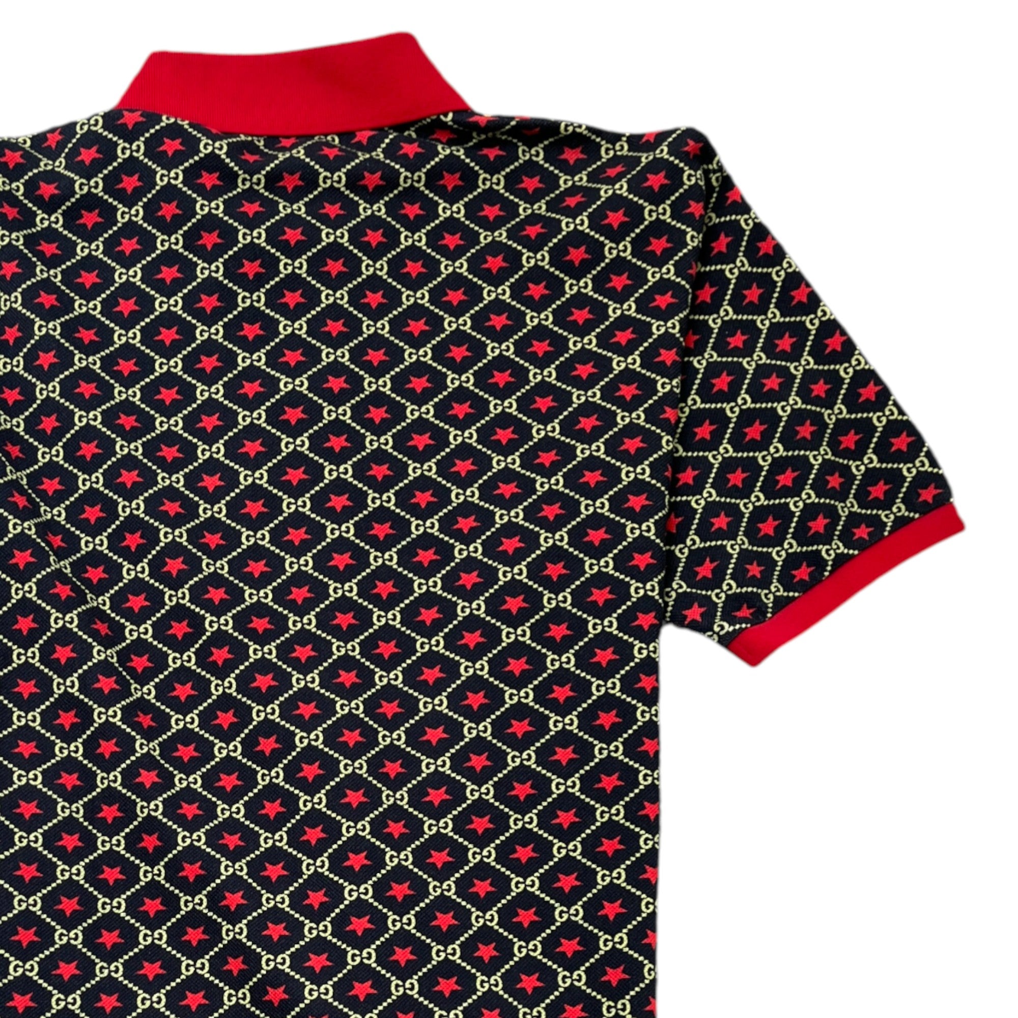 Men's Gg Star Print Polo Shirt Black Size M