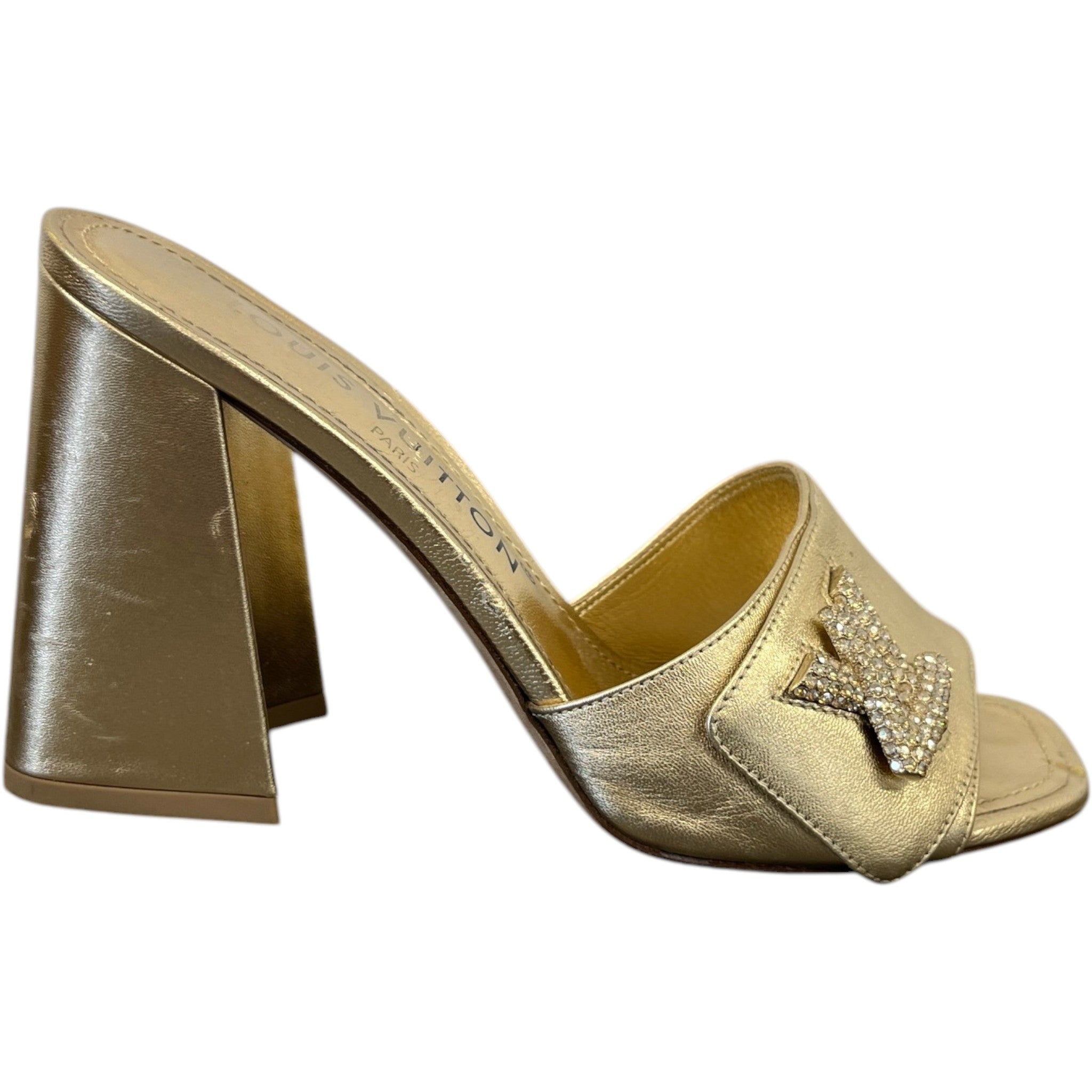 Women's Shake Crystal Lv Heels Gold Size EU 37 / UK 4