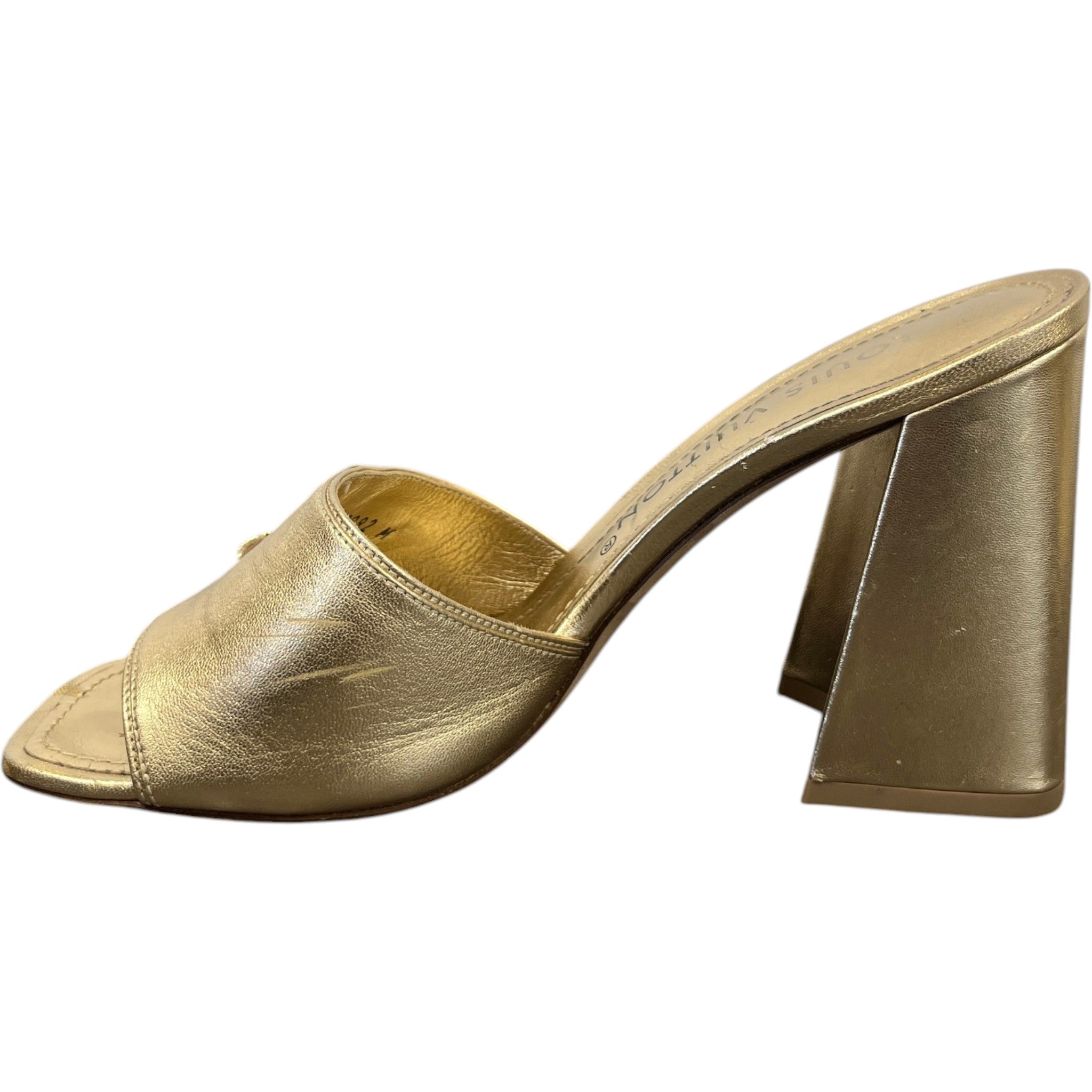 Women's Shake Crystal Lv Heels Gold Size EU 37 / UK 4